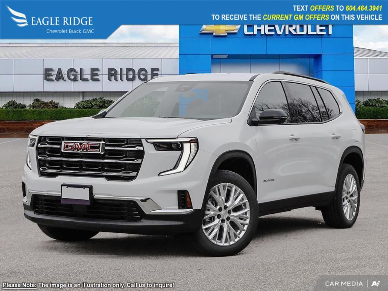 New 2025 GMC Acadia Elevation HD surround vision, 15-inch diagonal premium GMC infotainment system, up to 9 available camera views, and 11-inch diagonal Driver Information Centre. for sale in Coquitlam, BC
