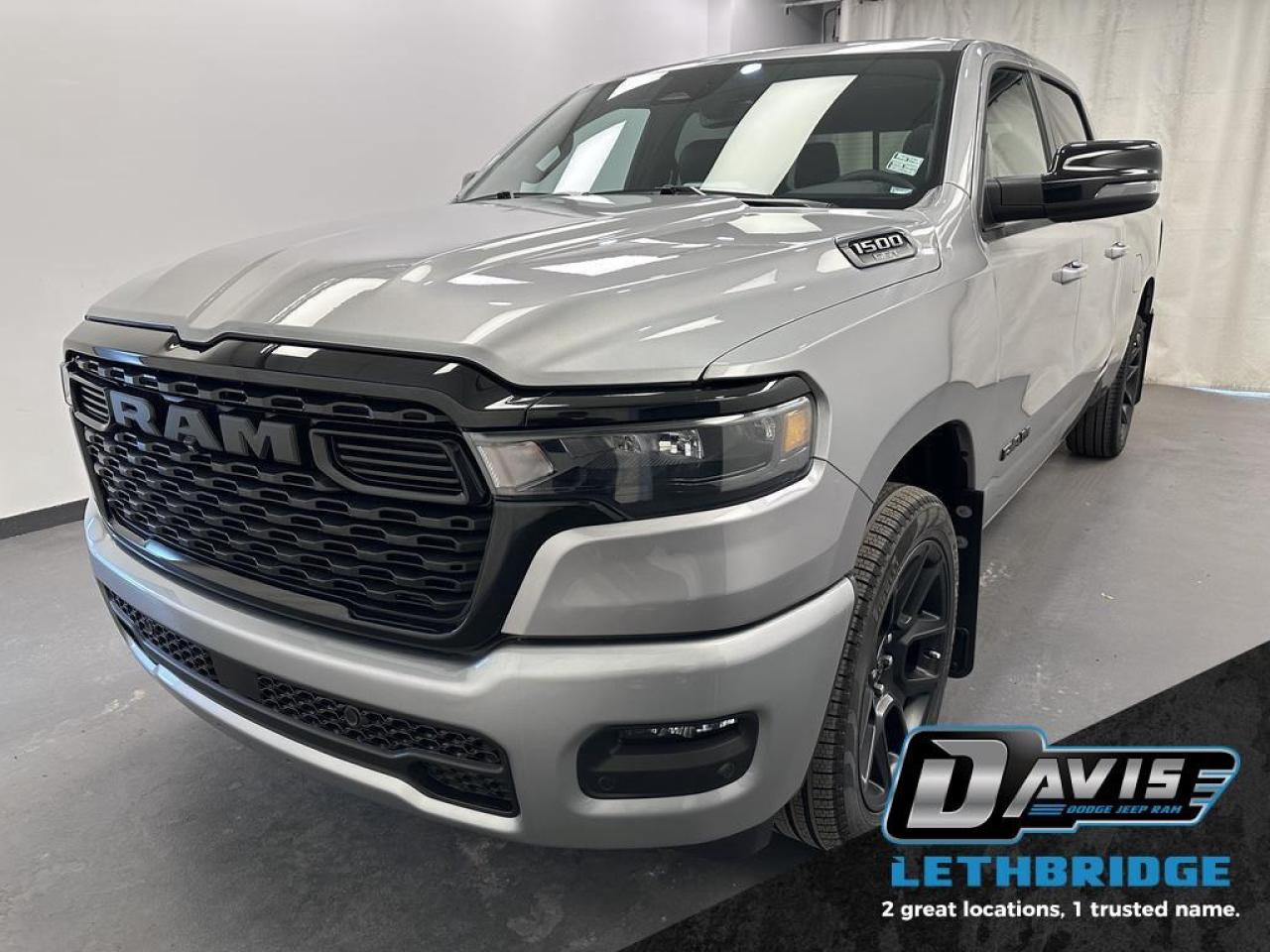 <b>3.0L Twin Turbo - Night Edition - 14.4" Screen - 3.92 Rear Towing - Power Side Steps - Bed Utility Pkg <br /> <br /></b><br /> Whether you need tough and rugged capability, or soft and comfortable luxury, this 2025 Ram delivers every time. This 2025 Ram 1500 is for sale today in Lethbridge. <br /> <br />The Ram 1500's unmatched luxury transcends traditional pickups without compromising its capability. Loaded with best-in-class features, it's easy to see why the Ram 1500 is so popular. With the most towing and hauling capability in a Ram 1500, as well as improved efficiency and exceptional capability, this truck has the grit to take on any task. This low mileage Crew Cab 4X4 pickup has just 9,376 km. Stock number 40072 is Billet Silver in colour. It has an Automatic transmission and is powered by a 420HP 3.0L Straight 6 Cylinder Engine. <br /> <br /> Our 1500's trim level is Sport. This Ram 1500 in Sport trim rewards you with front heated seats, a leather-wrapped heated steering wheel, a 360 camera system, a 10-speaker Alpine audio, and a 12-inch infotainment screen with inbuilt navigation, Apple CarPlay and Android Auto, and 4G LTE Wi-Fi hotspot. Additional features include class IV towing equipment, aluminum wheels, power adjustable pedals, intersection collision assist, evasion assist, lane keep assist with lane departure warning, and even more! This vehicle has been upgraded with the following features: Navigation, Apple CarPlay, Android Auto, 360 Camera, Heated Seats, Heated Steering Wheel, Aluminum Wheels.<br /> <br />To apply right now for financing use this link: <a href=https://www.bridgecitychrysler.com/pre-approval/ target=_blank rel=nofollow noopener noreferrer>https://www.bridgecitychrysler.com/pre-approval/</a><br /><br /> <br /><br />Locally Owned & Trusted for Over 35 Years  Bridge City Chrysler in Lethbridge, AB <br /><br /> At Bridge City Chrysler, weve proudly served the Lethbridge community for more than 35 years, offering an unparalleled car buying experience. Dont just take our word for itour Google reviews speak volumes about our commitment to exceptional service. <br /><br /> Delivery & At-Home Test Drives: Convenient options to suit your lifestyle. <br /><br /> Flexible Financing for Everyone: Get the vehicle you need with financing solutions tailored to your situation. <br /><br /> Full Mechanical Inspections & Professional Cleaning: Every vehicle is thoroughly inspected and cleaned before it hits our lot.<br /><br /> We take all makes and models on trade and offer competitive pricing with inventory that changes daily. Whether you're shopping for a Chrysler, Dodge, Jeep, RAM, or FIAT, our AMVIC Licensed dealership makes it easy to browse, buy, and drive away.<br /><br /> Located in Lethbridge, AB, we proudly serve customers in Fort Macleod, Taber, Claresholm, and Coaldale. Shop online or visit us today to experience the best in sales, service, and selection. Standard bank rates apply; taxes are additional.<br /><br /> Vehicle pricing offer shown expires 2026-01-31. <br /> Come by and check out our fleet of 80+ used cars and trucks and 130+ new cars and trucks for sale in Lethbridge. o~o