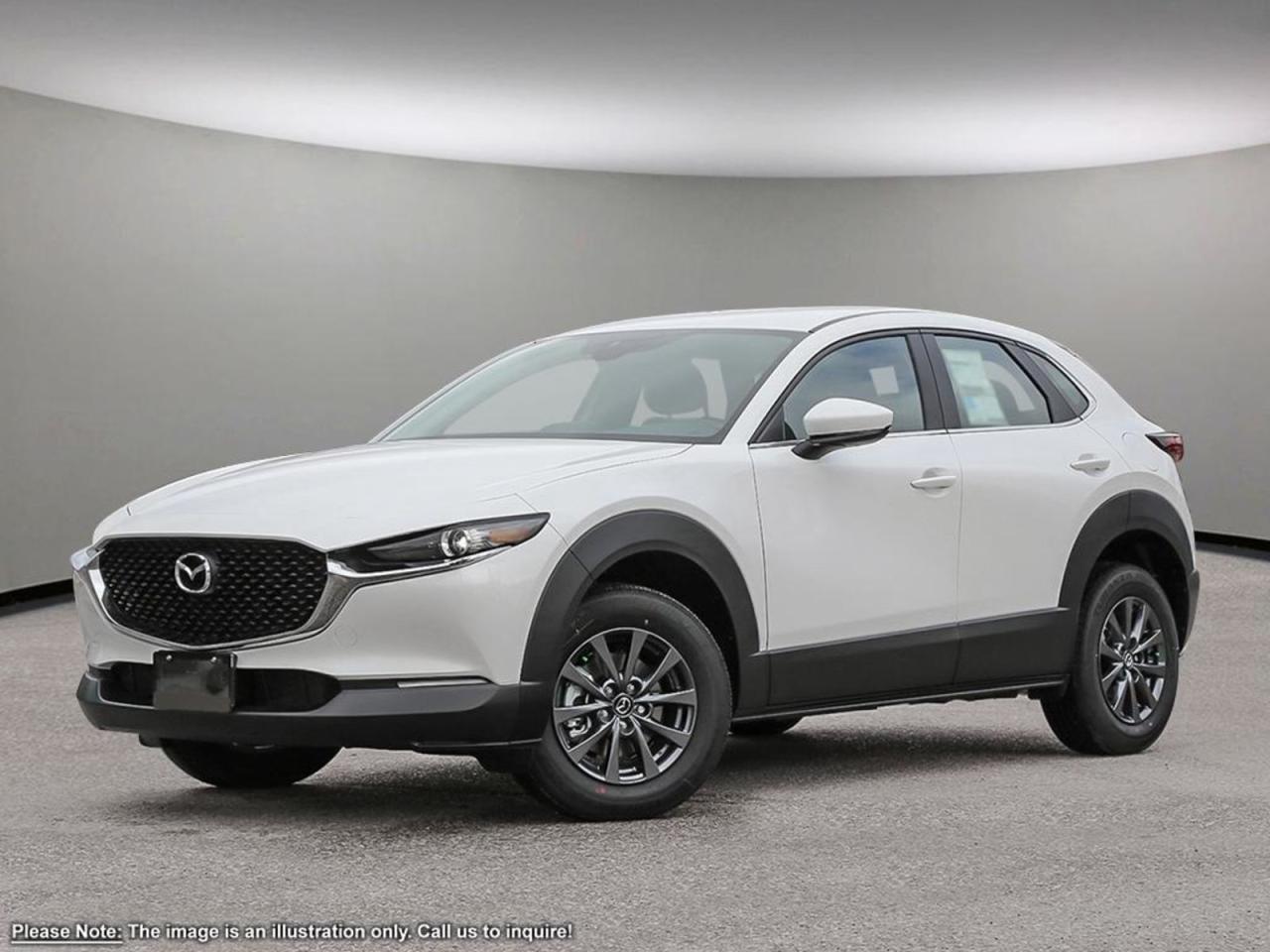 INCOMING UNITGet set for an adventure with our 2025 Mazda CX-30 GX AWD that inspires confidence in Snowflake White Pearl!Its powered by a 2.5 Liter 4 Cylinder engine that produces 186 horsepower while paired to a 6-Speed automatic transmission with G-Vectoring Control. Its absolutely stunning with alloy wheels, LED headlights/taillights and, a rear roof spoiler!The GX cabin greets you with premium cloth seating,heated front seats,a leather-wrapped heated steering wheel mounted audio/cruise controls (adaptive), and a 60/40-split folding rear seat with plenty of room for 5 passengers. Its also equipped with wired Apple CarPlay/Android Auto,Mazda Connect infotainment featuring a color 8.8-inch display, a multi-function commander control, an impressive 8 speaker sound system, and Bluetooth.Our Mazda gives you peace of mind with a variety of safety functions including a backup camera, blind-spot monitoring, lane departure warning, rear cross traffic alert, lane-keep assist, forward collision warning, stability and traction control, Hill Launch Assist, and Smart City Brake Support and more! Print this page and call us Now... We Know You Will Enjoy Your Test Drive Towards Ownership! We look forward to showing you why Go Mazda is the best place for all your automotive needsGo Mazda is an AMVIC licensed business.Please note that a new administration fee from Mazda Canada of $795 will apply to finance and cash purchases. effective February 1, 2024.