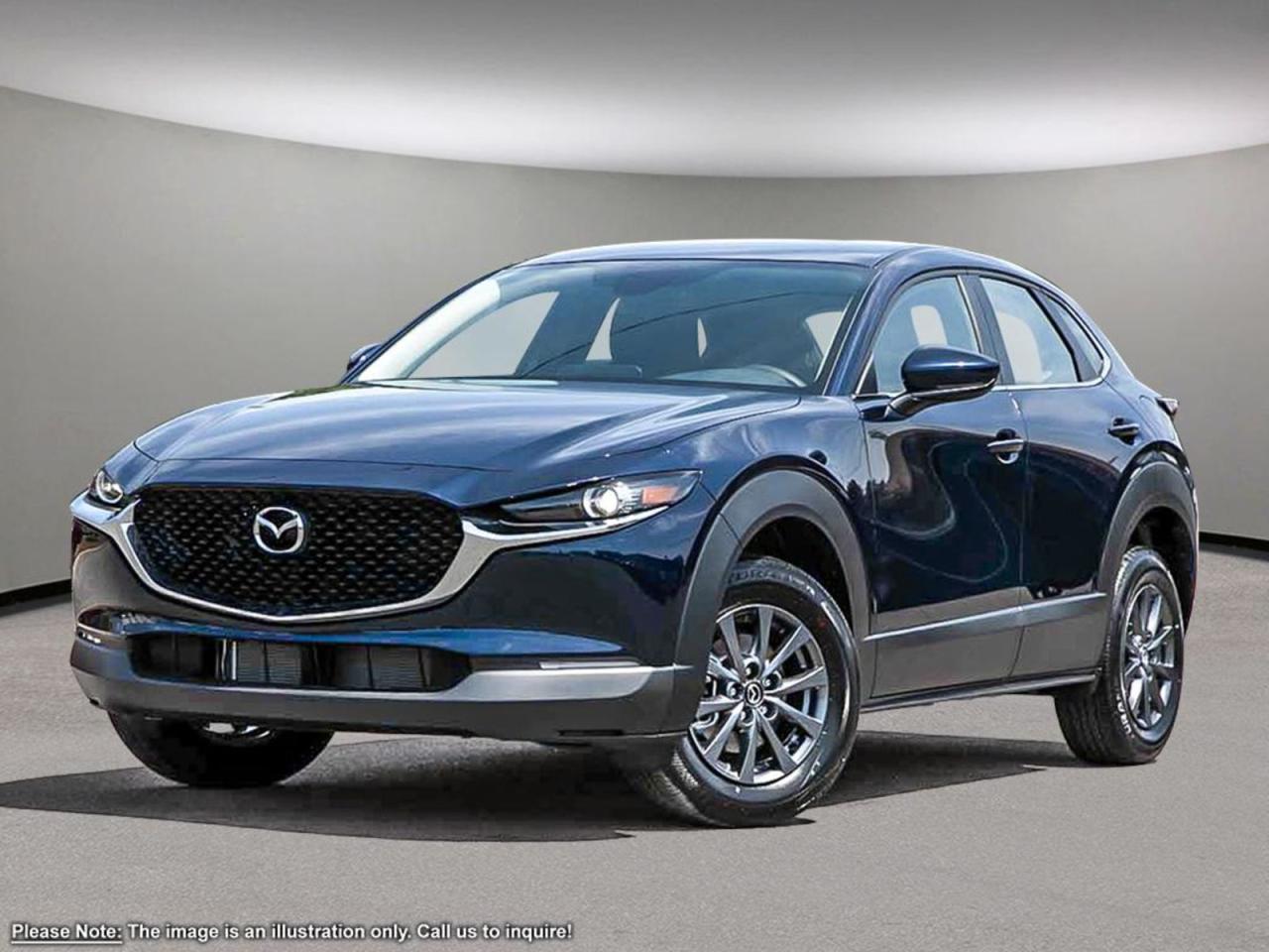 INCOMING UNITGet set for an adventure with our 2025 Mazda CX-30 GX AWD that inspires confidence in Deep Crystal Blue Mica!Its powered by a 2.5 Liter 4 Cylinder engine that produces 186 horsepower while paired to a 6-Speed automatic transmission with G-Vectoring Control. Its absolutely stunning with alloy wheels, LED headlights/taillights and, a rear roof spoiler!The GX cabin greets you with premium cloth seating,heated front seats,a leather-wrapped heated steering wheel mounted audio/cruise controls (adaptive), and a 60/40-split folding rear seat with plenty of room for 5 passengers. Its also equipped with wired Apple CarPlay/Android Auto,Mazda Connect infotainment featuring a color 8.8-inch display, a multi-function commander control, an impressive 8 speaker sound system, and Bluetooth. Our Mazda gives you peace of mind with a variety of safety functions including a backup camera, blind-spot monitoring, lane departure warning, rear cross traffic alert, lane-keep assist, forward collision warning, stability and traction control, Hill Launch Assist, and Smart City Brake Support and more! Print this page and call us Now... We Know You Will Enjoy Your Test Drive Towards Ownership! We look forward to showing you why Go Mazda is the best place for all your automotive needsGo Mazda is an AMVIC licensed business.Please note that a new administration fee from Mazda Canada of $795 will apply to finance and cash purchases. effective February 1, 2024.