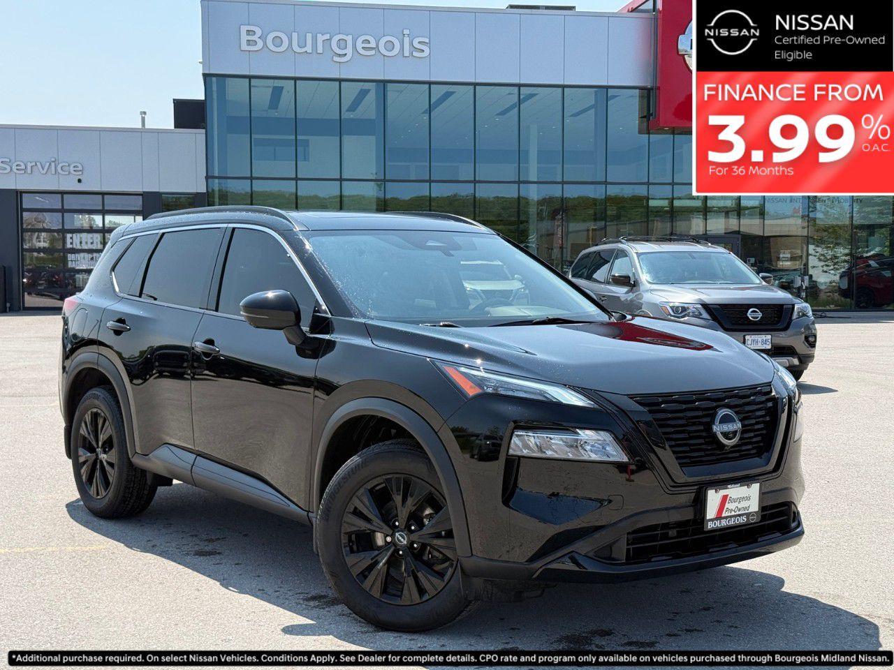 <p>Experience the 2023 Nissan Rogue SV like never before. Dive into the depths of driving luxury with this All-Wheel Drive SUV, draped in an elegant black exterior that exudes sophistication. Its nimble handling and smooth Automatic transmission make it a perfect companion for both city streets and country roads.</p> <p>Admire the attention to detail with its sleek silhouette complemented by stylish alloy wheels. Step inside to a black interior that radiates comfort, featuring heated seats and power-adjustable options that make every journey pure joy.</p> <p>Stay connected with ease through Bluetooth and smart device integration while the satellite radio and Wi-Fi hotspot keep everyone entertained on the go. Safety is paramount with the 2023 Rogue, boasting lane assist, parking sensors, and a handy backup camera, ensuring confidence and peace of mind.<br /></p> <p>Ideal for the modern adventurer or busy family, the Nissan Rogue is a statement of sophisticated practicality. Contact our dealership today for more details and to take it for a test drive before it finds its new home!</p> <p><strong>Why Choose the Bourgeois Auto Group?</strong></p><p>For 80 years, Bourgeois Auto Group has been delivering exceptional automotive experiences. Our factor trained teams work to ensure you receive the shopping experience you deserve; whether you're looking for a new or new-to-you vehicle.</p><p>Shop 24/7 with our online showroom and chat service, ensuring convenience every step of the way. No hidden fees, full disclosure, and every pre-owned vehicle comes with a Carfax® report for peace of mind.</p><p>We offer a wide selection of pre-owned vehicles, all competitively priced using real-time market data. Get the best deal on your purchase and trade-in with our free Live Market Analysis report.</p><p>Looking to sell your car? We buy any make or modelno purchase required. Our simple to use online trade valuation tool will provide you with a clear, transparent selling experience whether you buy our car or not.</p><p>Backed by hundreds dedicated employees across 4 convenient locations, were here to meet all your automotive needs. Visit us in Midland or Parry Sound and explore our inventory or schedule your next service today.</p> <p><strong>Financing Your Next Vehicle with Bourgeois Midland Nissan:</strong></p><p>At Bourgeois Midland Nissan, we make financing your next vehicle simple and stress-free! Our team works with trusted lenders to find flexible options tailored to your budget. Drive away with confidenceapply today!</p><p>Take advantage of our online pre-qualification tool, backed by Equifax and TD Bank to find the payment that works for you. Simply <a href=https://www.bourgeoisnissan.com/pre-qualify-for-financing/ rel=nofollow><strong>CLICK HERE</strong></a> to use our secure online credit tool with no impact to your credit.</p>