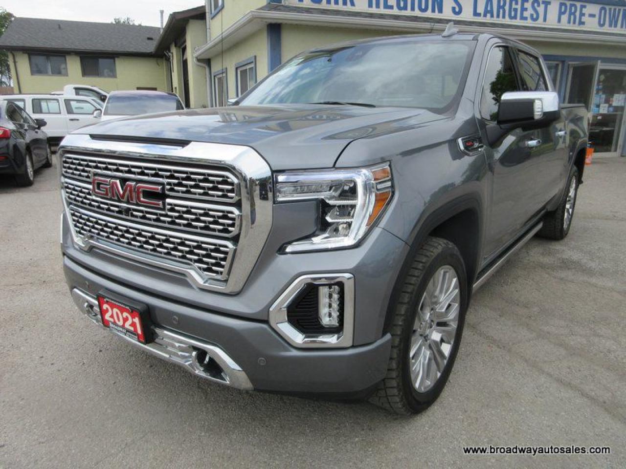 Used 2021 GMC Sierra 1500 LOADED DENALI-PACKAGE 5 PASSENGER 6.2L - V8.. 4X4.. CREW-CAB.. SHORTY.. NAVIGATION.. LEATHER.. HEATED/AC SEATS.. BACK-UP CAMERA.. POWER SUNROOF.. for sale in Bradford, ON
