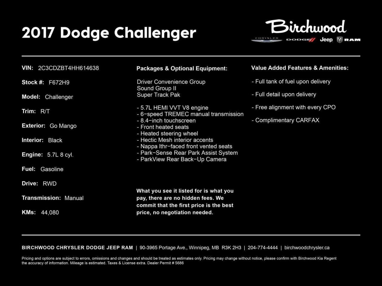 Used 2017 Dodge Challenger R/T | 5.99% O.A.C. | Manual | New Tires | Leather Seats | for sale in Winnipeg, MB