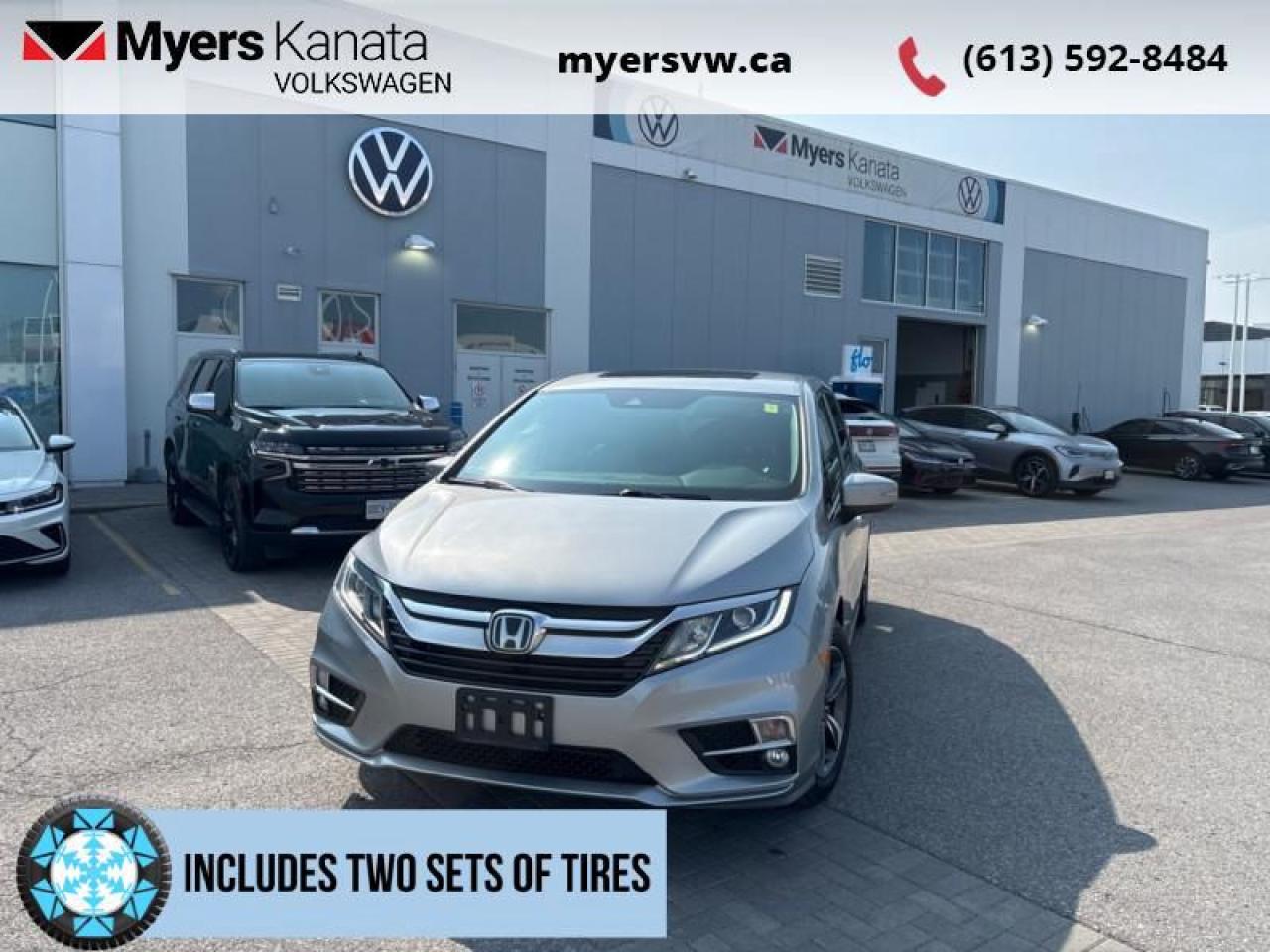 <b>Navigation,  Sunroof,  Apple CarPlay,  Android Auto,  Heated Seats!</b><br> <br>  Compare at $37079 - Our Price is just $35999! <br> <br>   Due to its high interior configuration possibilities, this Honda Odyssey can be transformed into the versatile minivan you need at a moments notice, allowing for perfect passenger seating and ample cargo room. This  2020 Honda Odyssey is fresh on our lot in Kanata. <br> <br>This 2020 Honda Odyssey is one of the best, most family oriented vehicles on the market. The interior is packed with everything you need for a long trip, while still retaining a functionality and versatility for those trips closer to home. With a controlled ride and on road handling and efficient and linear power delivery, the 2020 Odyssey is one of the best riding, strongest accelerating minivans around. If you want one vehicle that covers all the bases, this 2020 Honda Odyssey is ready to see it through.This  van has 88,085 kms. Its  lunar silver in colour  and is completely accident free based on the <a href=https://vhr.carfax.ca/?id=0NI1v/V78VSMPH1Z++4R8GguQTCUXj8z target=_blank>CARFAX Report</a> . It has an automatic transmission and is powered by a  280HP 3.5L V6 Cylinder Engine.  It may have some remaining factory warranty, please check with dealer for details. <br> <br> Our Odysseys trim level is EX-L Navi. This EX-L Navi brings a lot of cool to the table with navigation, power sliding rear doors, Honda LaneWatch right side camera, and a built in vacuum. This Odyssey is equipped with an active safety suite that includes lane keep assist with adaptive cruise control, collision mitigation with forward collision mitigation, and road departure mitigation with lane departure warning. Other features include a power sunroof, heated power front seats, memory driver seat and side mirrors, power tailgate, heated steering wheel, remote start, Apple CarPlay, Android Auto, audio display, Bluetooth phone integration, HondaLink with emergency response, CabinControl app, SiriusXM, HD Radio, Wi-Fi tethering, and Siri EyesFree. This vehicle has been upgraded with the following features: Navigation,  Sunroof,  Apple Carplay,  Android Auto,  Heated Seats,  Memory Seat,  Lane Keep Assist. <br> <br>To apply right now for financing use this link : <a href=https://www.myersvw.ca/en/form/new/financing-request-step-1/44 target=_blank>https://www.myersvw.ca/en/form/new/financing-request-step-1/44</a><br><br> <br/><br>Backed by Myers Exclusive NO Charge Engine/Transmission for life program lends itself for your peace of mind and you can buy with confidence. Call one of our experienced Sales Representatives today and book your very own test drive! Why buy from us? Move with the Myers Automotive Group since 1942! We take all trade-ins - Appraisers on site - Full safety inspection including e-testing and professional detailing prior delivery! <br><br>*LIFETIME ENGINE TRANSMISSION WARRANTY NOT AVAILABLE ON VEHICLES MARKED AS-IS, VEHICLES WITH KMS EXCEEDING 140,000KM, VEHICLES 8 YEARS & OLDER, OR HIGHLINE BRAND VEHICLES (eg.BMW, INFINITI, CADILLAC, LEXUS...). FINANCING OPTIONS NOT AVAILABLE ON VEHICLES MARKED AS-IS OR AS-TRADED.<br> Come by and check out our fleet of 30+ used cars and trucks and 40+ new cars and trucks for sale in Kanata.  o~o