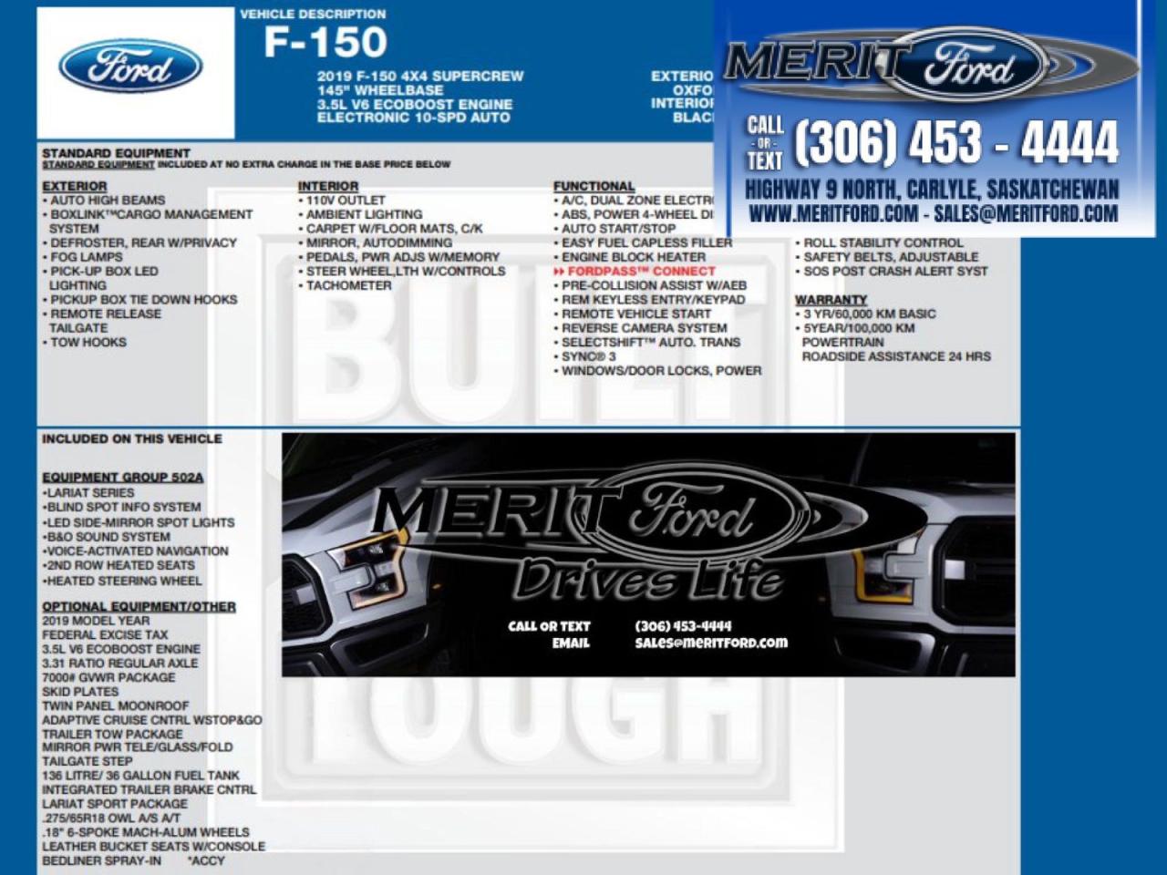 2019 Ford F-150 LARIAT - Adaptive Cruise, Sport + Photo1