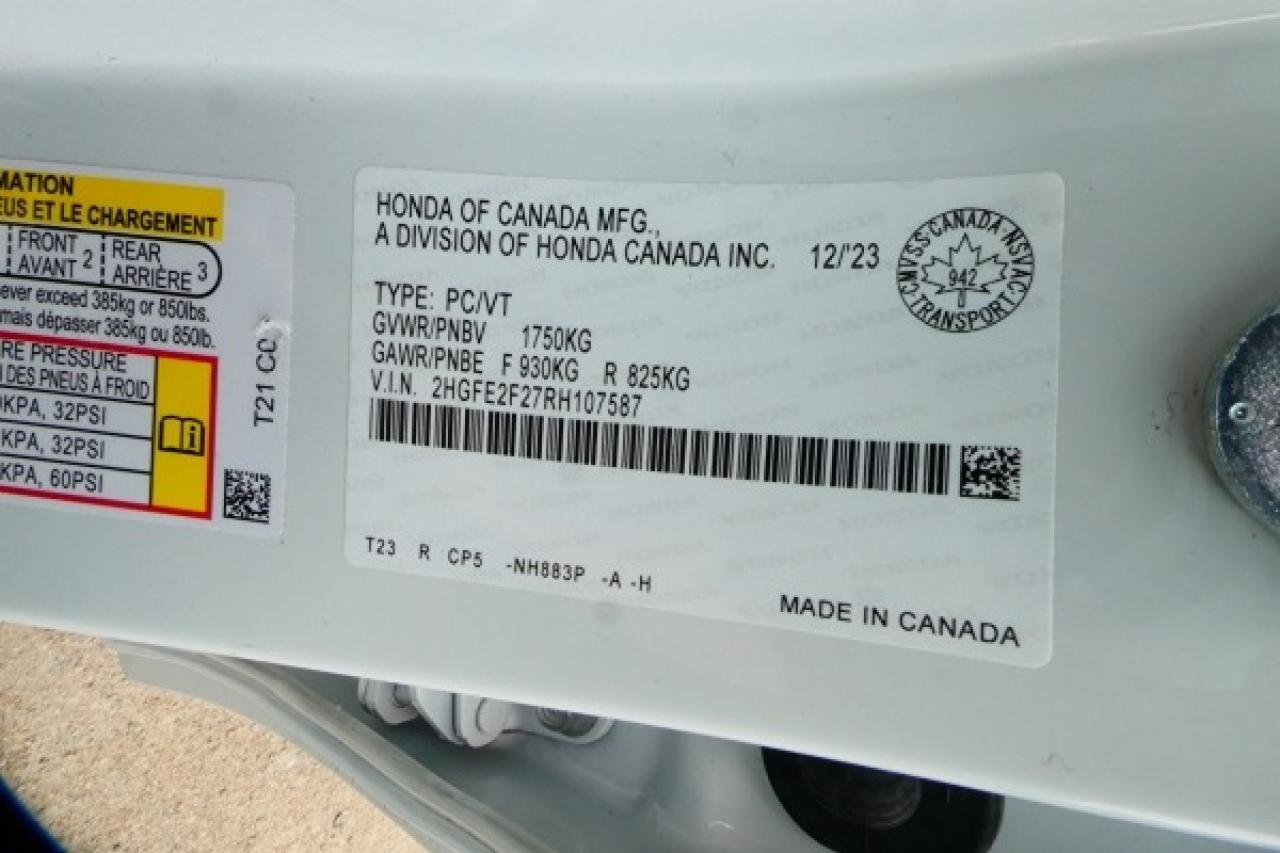 2024 Honda Civic CVT w/cloth seats, BUC - Photo #19