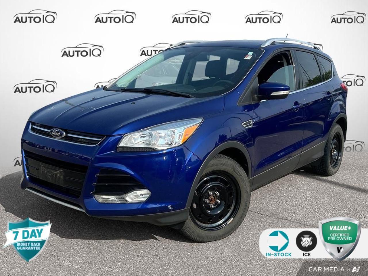 Recent Arrival!<br>Odometer is 102846 kilometers below market average!<br><br>AWD, Equipment Group 400A.<br><br>Blue 2014 Ford Escape Titanium 4D Sport Utility EcoBoost 2.0L I4 GTDi DOHC Turbocharged VCT 6-Speed Automatic with Select-Shift AWD<br><br><br>Reviews:<br>  * Owners appreciate a modern and unique cabin layout, peace of mind in bad weather, and pleasing performance from the turbocharged engines, particularly the larger 2.0L unit. Controls are said to be easy to use, and interfaces are easily learned. Plenty of at-hand storage is fitted within reach of all occupants to help keep organized and tidy on the move, and the tall and upright driving position helps add confidence. Good brake feel is also noted, particularly during hard stops. Source: autoTRADER.ca<p></p>

<p>VALUE+ CERTIFIED PRE-OWNED VEHICLE</p>

<p>36-point Provincial Safety Inspection<br />
172-point inspection combined mechanical, aesthetic, functional inspection including a vehicle report card<br />
Warranty: 30 Days or 1500 KMS on mechanical safety-related items and extended plans are available<br />
Complimentary CARFAX Vehicle History Report<br />
2X Provincial safety standard for tire tread depth<br />
2X Provincial safety standard for brake pad thickness<br />
7 Day Money Back Guarantee*<br />
Market Value Report provided<br />
Complimentary 3 months SIRIUS XM satellite radio subscription on equipped vehicles<br />
Complimentary wash and vacuum<br />
Vehicle scanned for open recall notifications from manufacturer</p>

<p>SPECIAL NOTE: This vehicle is reserved for AutoIQs retail customers only. Please, No dealer calls. Errors & omissions excepted.</p>

<p>*As-traded, specialty or high-performance vehicles are excluded from the 7-Day Money Back Guarantee Program (including, but not limited to Ford Shelby, Ford mustang GT, Ford Raptor, Chevrolet Corvette, Camaro 2SS, Camaro ZL1, V-Series Cadillac, Dodge/Jeep SRT, Hyundai N Line, all electric models)</p>