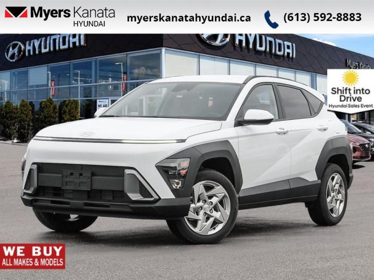 <br> <br>  Thanks for looking. <br> <br><br> <br> This atlas wht coupe  has an automatic transmission and is powered by a  147HP 2.0L 4 Cylinder Engine.<br> <br> Our Konas trim level is Essential AWD. <br><br> <br>To apply right now for financing use this link : <a href=https://www.myerskanatahyundai.com/finance/ target=_blank>https://www.myerskanatahyundai.com/finance/</a><br><br> <br/>    This vehicle may qualify for $500 Military Program Bonus. Eligible customers may qualify for the Hyundai 0.50% Loyalty Finance Rate Reduction - certain restrictions may apply. 6.49% financing for 96 months. <br> Buy this vehicle now for the lowest weekly payment of <b>$111.79</b> with $0 down for 96 months @ 6.49% APR O.A.C. ( Plus applicable taxes -  $2596 and licensing fees    ).  Incentives expire 2025-09-02.  See dealer for details. <br> <br>This vehicle is located at Myers Kanata Hyundai 400-2500 Palladium Dr Kanata, Ontario. <br><br> Come by and check out our fleet of 30+ used cars and trucks and 70+ new cars and trucks for sale in Kanata.  o~o
