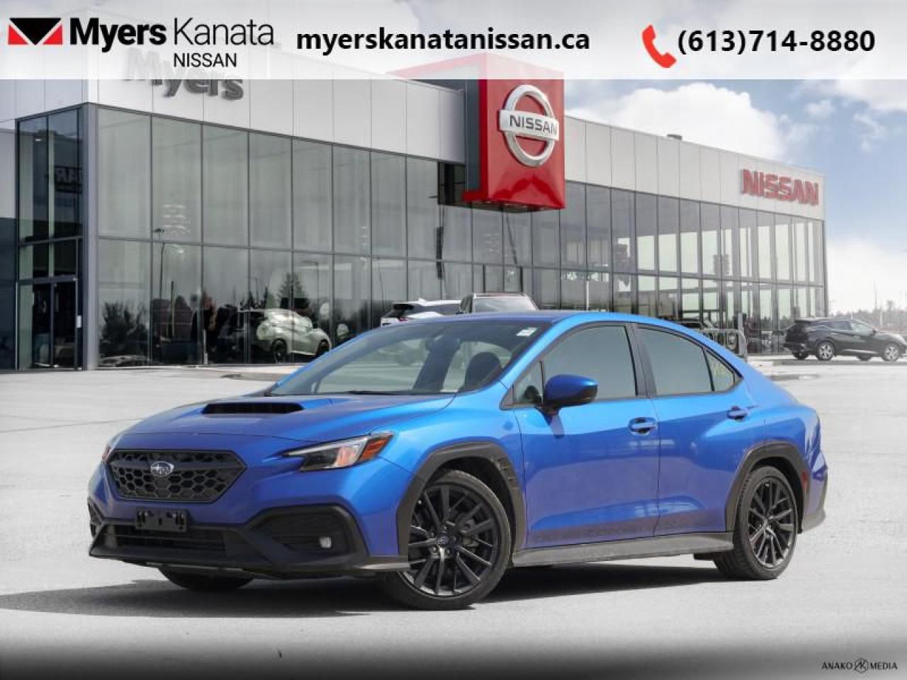 <b>Low Mileage, Sunroof,  Blind Spot Detection,  Climate Control,  Sport Suspension,  Heated Seats!</b><br> <br>  Compare at $38465 - KANATA NISSAN PRICE is just $36288! <br> <br>   This 2023 Subaru WRX blends brute power and stellar handling to deliver adrenaline fueled thrills on the street. This  2023 Subaru WRX is fresh on our lot in Kanata. This low mileage  sedan has just 15,307 kms. Its  nice in colour  and is completely accident free based on the <a href=https://vhr.carfax.ca/?id=qHUu4KK1kqck5fmM+KCJqJJpMd0vDPVQ target=_blank>CARFAX Report</a> . It has a manual transmission and is powered by a  271HP 2.4L 4 Cylinder Engine. <br> <br> Our WRXs trim level is Sport. This WRX Sport steps things up with upgraded aluminum alloy wheels, an express open/close sunroof, a lip spoiler and front fog lights, along with sport-tuned suspension with front and rear anti-roll bars, LED headlights with automatic high beams, and blind spot detection with rear cross traffic alert. On the inside, this sedan comes standard with heated sport bucket seats with a power-adjustable drivers seat, climate control, front and rear cupholders, proximity keyless entry, and an upgraded 11.6-inch infotainment touchscreen with Apple CarPlay, Android Auto, SiriusXM satellite radio, and a 6-speaker audio system. This vehicle has been upgraded with the following features: Sunroof,  Blind Spot Detection,  Climate Control,  Sport Suspension,  Heated Seats,  Apple Carplay,  Android Auto. <br> <br/><br> Payments from <b>$583.66</b> monthly with $0 down for 84 months @ 8.99% APR O.A.C. ( Plus applicable taxes -  and licensing    ).  See dealer for details. <br> <br>*LIFETIME ENGINE TRANSMISSION WARRANTY NOT AVAILABLE ON VEHICLES WITH KMS EXCEEDING 140,000KM, VEHICLES 8 YEARS & OLDER, OR HIGHLINE BRAND VEHICLE(eg. BMW, INFINITI. CADILLAC, LEXUS...)<br> Come by and check out our fleet of 50+ used cars and trucks and 110+ new cars and trucks for sale in Kanata.  o~o