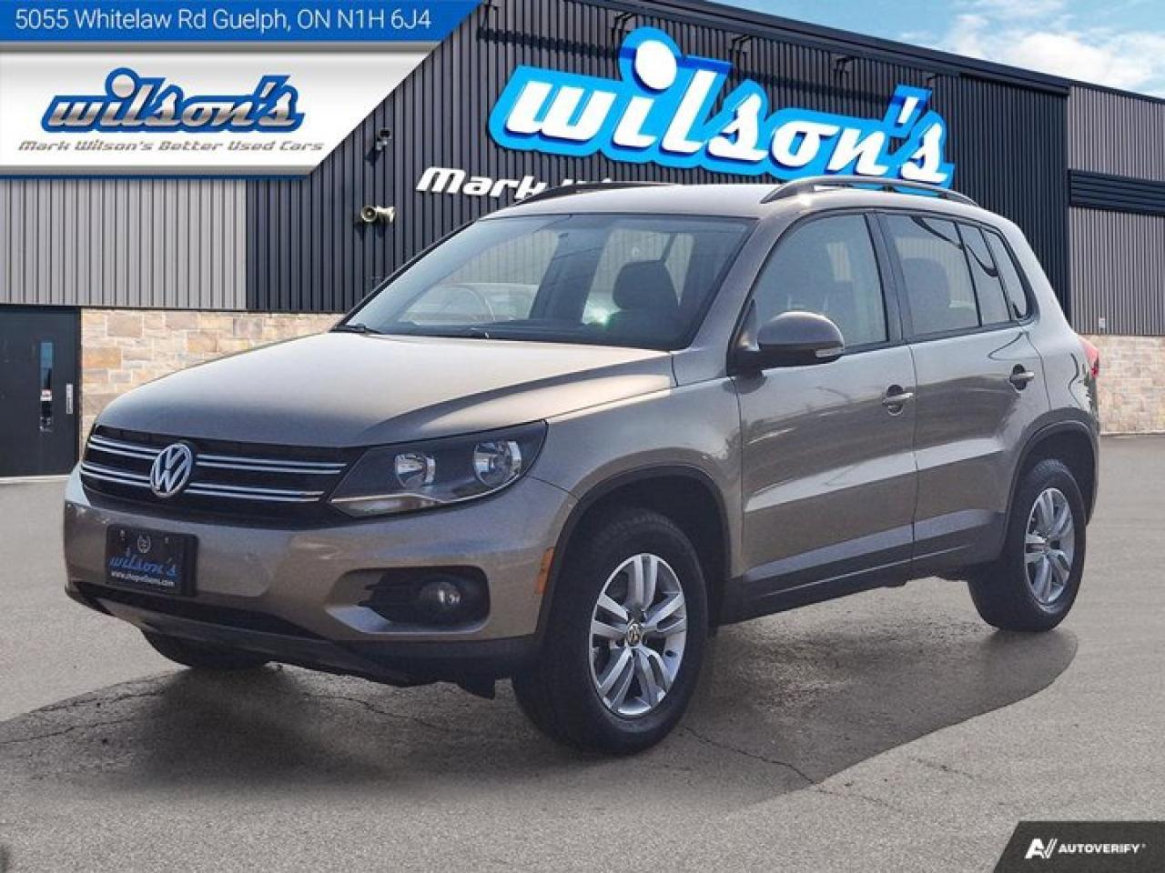 Check out this certified 2015 Volkswagen Tiguan Trendline | 6-Speed Manual | Cruise | Power Group | and More !. Its Manual transmission and 2.0 L engine will keep you going. This Volkswagen Tiguan has the following options: Air Conditioning, Tilt Steering Wheel, Steering Radio Controls, Power Windows, Power Locks, Cruise Control, Traction Control, and Power Mirrors. See it for yourself at Mark Wilsons Better Used Cars, 5055 Whitelaw Road, Guelph, ON N1H 6J4.60+ years of World Class Service!500+ Live Market Priced VEHICLES! ONE MASSIVE LOCATION!Free Local Delivery Available!FINANCING! - Better than bank rates! 6 Months No Payments available on approved credit OAC. Zero Down Available. We have expert licensed credit specialists to secure the best possible rate for you and keep you on budget ! We are your financing broker, let us do all the leg work on your behalf! Click the RED Apply for Financing button to the right to get started or drop in today!BAD CREDIT APPROVED HERE! - You dont need perfect credit to get a vehicle loan at Mark Wilsons Better Used Cars! We have a dedicated licensed team of credit rebuilding experts on hand to help you get the car of your dreams!WE LOVE TRADE-INS! - Top dollar trade-in values!SELL us your car even if you dont buy ours! HISTORY: Free Carfax report included.Certification included! No shady fees for safety!EXTENDED WARRANTY: Available30 DAY WARRANTY INCLUDED: 30 Days, or 3,000 km (mechanical items only). No Claim Limit (abuse not covered)5 Day Exchange Privilege! *(Some conditions apply)CASH PRICES SHOWN: Excluding HST and Licensing Fees.2019 - 2024 vehicles may be daily rentals. Please inquire with your Salesperson.