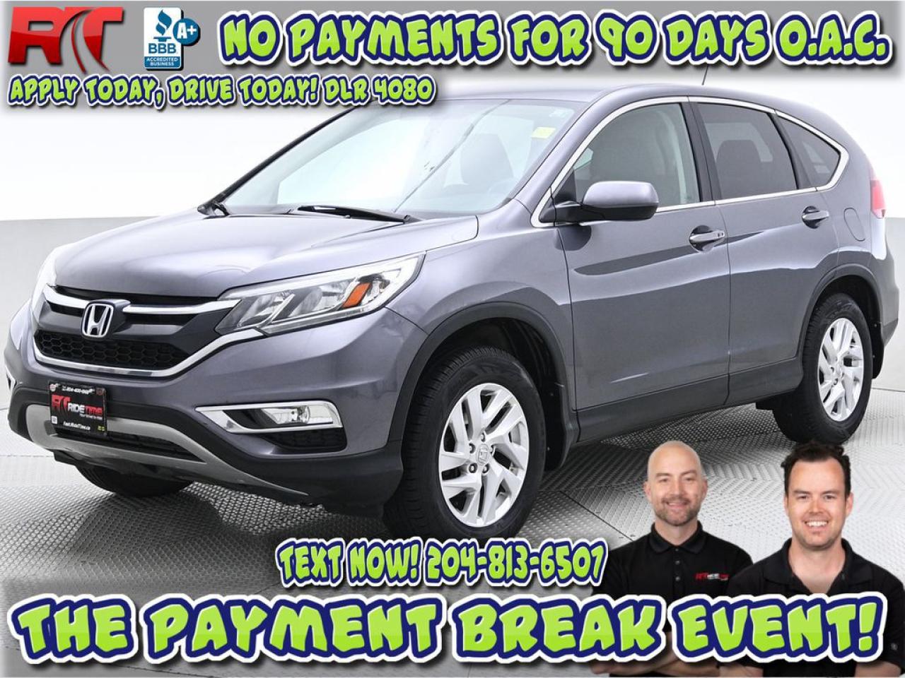 Hey there, friend  Welcome to Ride Times Payment Break Eventrunning now through June 30th.  We know moneys tight, timings everything, and finding the right ride without getting stuck in a payment loop is no small task. Thats why were doing things differently.  For a limited time, you can drive away today and make no payments for 90 days OACgiving you a true break when you need it most. Weve helped thousands of Manitobans do just thatand were ready to help you next.  It Starts With the Right Vehicle  We carry 80 to 120 hand-picked, safety-certified vehicles at all timesmost priced under $30,000. And yes, the good ones move fast.  So if something catches your eye, dont waitwe only have one of most trims, and trade-in volume is slowing down across the province. Fresh inventory is getting harder to replace.  Flexible FinancingBuilt Around You  Your budget shouldnt hold you back from a reliable ride.  Whether youre rebuilding credit, buying your first vehicle, or just looking to keep your payments low, weve got you covered with:  -$0 down options  -Fast approvals  -No payments for 90 days OAC  -Competitive rates even if your credit isnt perfect  Plus, we offer top-dollar trade values, helping you unlock more equity from your current vehicle before its value drops further.  Were Not Just Another Dealership  Weve been proudly family-owned for 17+ years, built on trust, transparency, and doing right by our customers.  Dont just take our word for itweve earned 1,000+ positive reviews from customers literally all over the world, and were just getting started.  Youre Closer Than You Think  Youre already here, reading this. Thats step one.  Most of our buyers start by valuing their trade, browsing online, or just shooting us a text.  From there, its simpleand youll have a real person helping you every step of the way.  Drive With Confidence  Every vehicle on our lot passes a full safety inspection, includes a detailed CarFax report, and is backed by our exclusive Oil 4 Life Programa Ride Time perk that keeps your ride running smoothly, long after youve driven off the lot.  Whats Stopping You From Moving Forward Today?  Were here to help you work through thatwithout pressure.  But just a heads-up: our offers cant be held without a deposit, and with payment relief and top trade values, inventory is flying.  Lets make this your easiest car-buying experience ever:  -Text us at 204-813-6507  -Browse online at fast.ridetime.ca  -Or chat with us anytime on Facebook Messenger m.me/ridetime  Your next ride is waitingand right now, it comes with a payment break.  DLR 4080