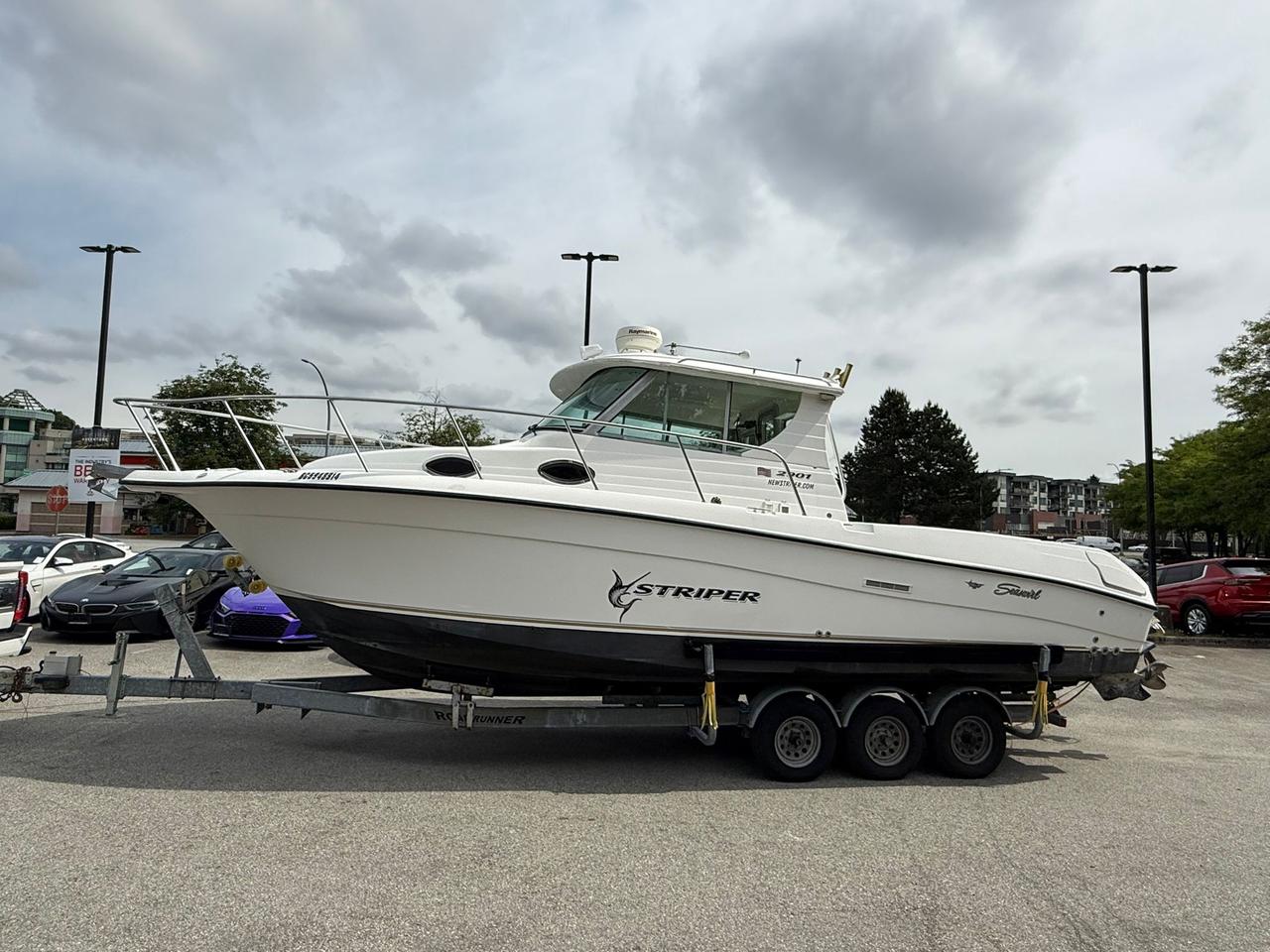 2005 SeaSwirl Striper 2901 Alaskan 

COMES WITH 2018 ROAD RUNNER GALVANIZED, TRI AXEL TRAILER C/W ELECTRIC/HYDROLIC BRAKES

2005 Seaswirl Striper 2901 Alaskan
Rugged. Reliable. Ready for Anything.

Conquer the Open Water with Confidence
Built for serious anglers and adventure seekers, the 2005 Seaswirl Striper 2901 Alaskan is a robust offshore fishing boat engineered to handle the toughest conditions. Designed with a fully enclosed pilothouse, deep-V hull, and premium features, this vessel ensures comfort, safety, and performanceno matter the weather.

Now powered by twin Volvo Penta 300 HP inboard engines, the Striper 2901 Alaskan delivers exceptional fuel efficiency, reliability, and torque, making it the perfect choice for long offshore trips and rugged fishing expeditions.

Performance & Fuel Efficiency
Engines: Twin Volvo Penta 300 HP inboard engines (600 HP total)
Cruising Speed: ~25-28 knots (28-32 mph)
Top Speed: ~35-40 knots (40-46 mph)
Fuel Capacity: 300 gallons
Fuel Efficiency: ~1.5-2.0 MPG at cruise speed
Range: Up to 450+ miles at optimal cruising speed
With known Volvo Penta efficiency the twin Volvo Penta inboards offer smooth, quiet operation while extending your time on the water.

Unmatched Comfort & Protection
The fully enclosed Alaskan pilothouse provides ultimate protection from harsh elements, allowing you to fish year-round in comfort.

Spacious helm station with excellent visibility, modern controls, and a large dash for electronics.
Enclosed cabin with a V-berth, dinette, and galley for overnight trips.
Marine head (toilet) with shower, ensuring comfort for extended outings.
Hardtop with sliding side windows for ventilation in warmer conditions.
Fishability & Storage
Built for the serious angler, the Striper 2901 Alaskan includes everything you need for a successful day on the water:

Large self-bailing cockpit with high gunwales for safety in rough seas.
Two insulated fish boxes with macerator pumps.
30-gallon live well to keep bait fresh.
Tackle storage, rod holders, and rocket launchers for easy gear access.
Integrated swim platform with ladder, making it easy to land fish or enjoy water activities.
 
Why Choose the 2005 Seaswirl Striper 2901 Alaskan?
 Legendary Seaswirl durability with a deep-V hull for superior rough-water handling.
 Powerful yet efficient twin Volvo Penta 300 HP engines for offshore reliability.
 Fully enclosed pilothouse for all-weather protection.
 Premium fishing features for serious anglers.
 Spacious, comfortable cabin for overnight trips.

Whether youre chasing trophy fish in offshore waters or exploring remote coastlines, the 2005 Seaswirl Striper 2901 Alaskan is your perfect adventure companion.

Specifications
LOA (Length Overall): 306"
Beam: 105"
Draft: ~210
Weight: ~8,500 lbs (dry)
Fuel Capacity: 300 gallons
Water Capacity: 29 gallons
Holding Tank: 20 gallons
Seating Capacity: 8+
Engine hours 680
Get on the Water Today!
The 2005 Seaswirl Striper 2901 Alaskan is built to take you farther, keep you safer, and help you land more fish. Whether battling big waves or enjoying a calm sunset cruise, this boat is ready for anything.

This vessel shows Pride of Ownership and is in Very Good condition

ALL Services, including Tune-up, are up to date

Features:

Fresh Bottom Paint

New batteries

Furuno Fish Finder with inside and Outside Mounts

Raymarine Chart Plotter and Radar

VHF Radio

New Kenwood Stereo System and Speakers

Remote Kicker Steering Control

 

COMES WITH 2018 ROAD RUNNER GALVANIZED, TRI AXEL TRAILER C/W ELECTRIC/HYDROLIC BRAKES