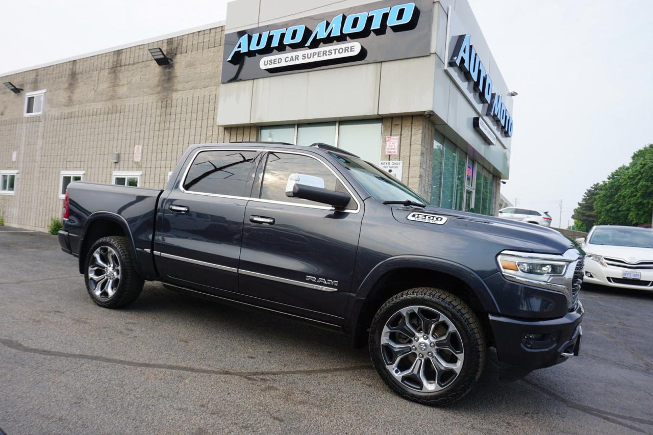Used 2019 RAM 1500 V8 HEMI LIMITED CREW 4WD *ACCIDENT FREE* CAMERA NAV BLUETOOTH LEATHER HEATED SEATS PANO ROOF CRUISE ALLOYS for sale in Burlington, ON