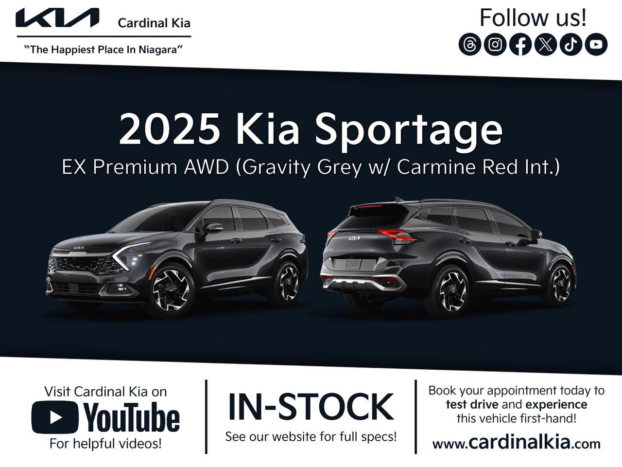 New 2025 Kia Sportage EX Premium - Red Interior for sale in Niagara Falls, ON