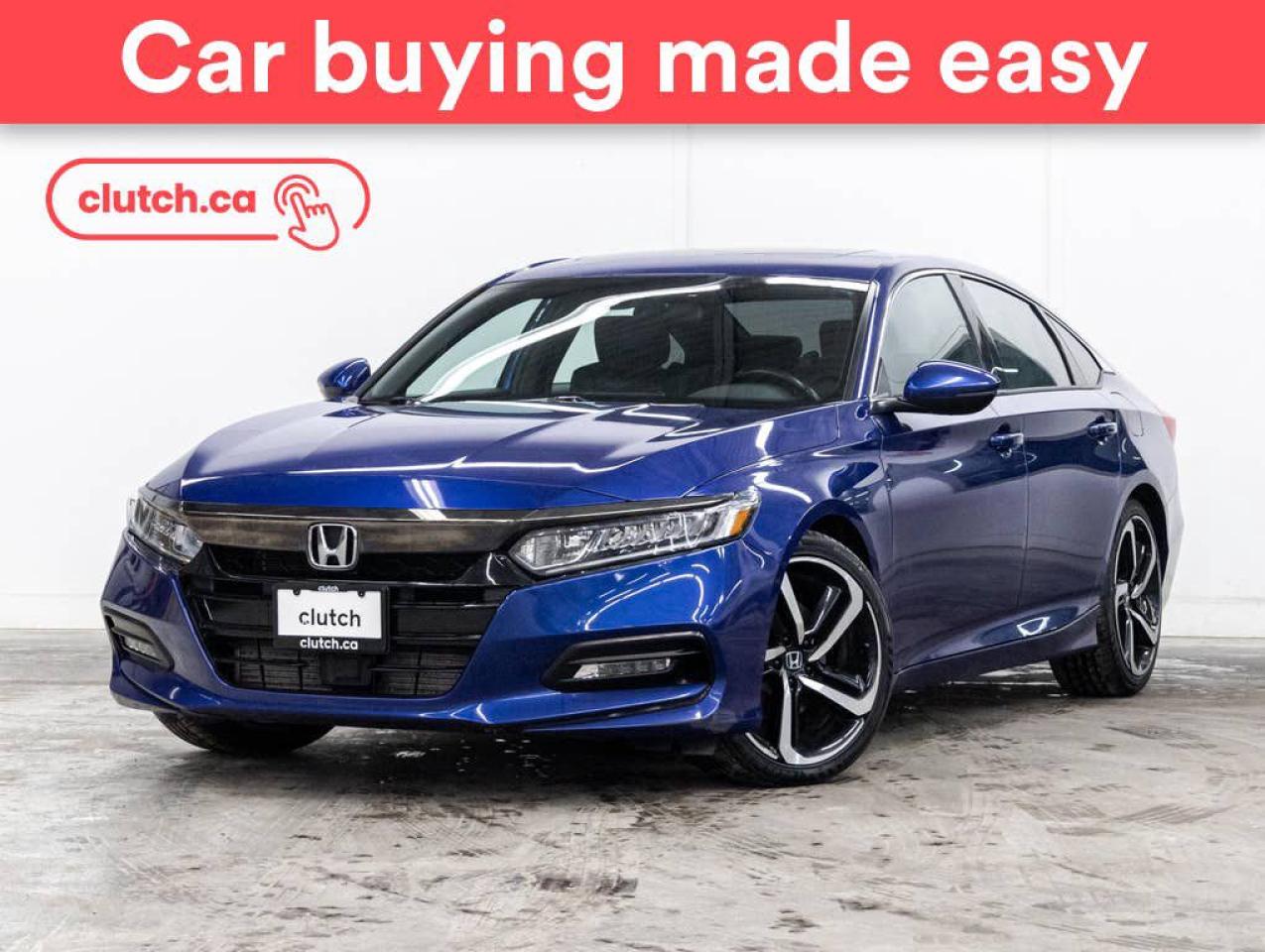 NO ACCIDENTS / CLEAN CARFAX / Dual Zone Front Climate Control, Touchscreen Display, Adaptive Cruise Control and more!<br> <br>Clutch is the largest online used car retailer in Canada, delivering a seamless, hassle-free car-buying experience to drivers everywhere. Shop hundreds of used cars online, get the right one delivered to your door, and enjoy peace of mind with our 10-Day Money-Back Guarantee. How sweet is that? To learn more, visit clutch.ca.<br> <br>The top features for this 2019 Honda Accord include:<br> <br>Front Heated Seats<br>Dual Zone Front Climate Control<br>Touchscreen Display<br>Adaptive Cruise Control<br>12V Outlet<br>Apple CarPlay<br>Android Auto<br>USB Input<br>Push Button Start<br>Sunroof<br>Rear View Camera<br>Power Driver Seat<br> <br>Seamless home delivery - Delivery to your door in a matter of days. Available on select packages.<br> <br>Try it out for 10 days - If you do not like it, we will take it back. <br> <br>Quality assured - All cars go through our rigorous 210-point inspection and reconditioning process.<br> <br>Peace of mind - 3-month Standard Warranty, with additional warranty options available.<br> <br>Haggle-free - No haggling or hard sells.<br> <br>100% Transparency - Full inspection reports on every car, including high-res photography and a free Carfax report.<br> <br>Listed price is for cash purchase only and does not include taxes, Shipping Fees (if applicable), Delivery Fees (if applicable), government licensing fees.<br> <br>Previous Provincial Registrations:<br>Ontario<br> <br>Stock # 55822
