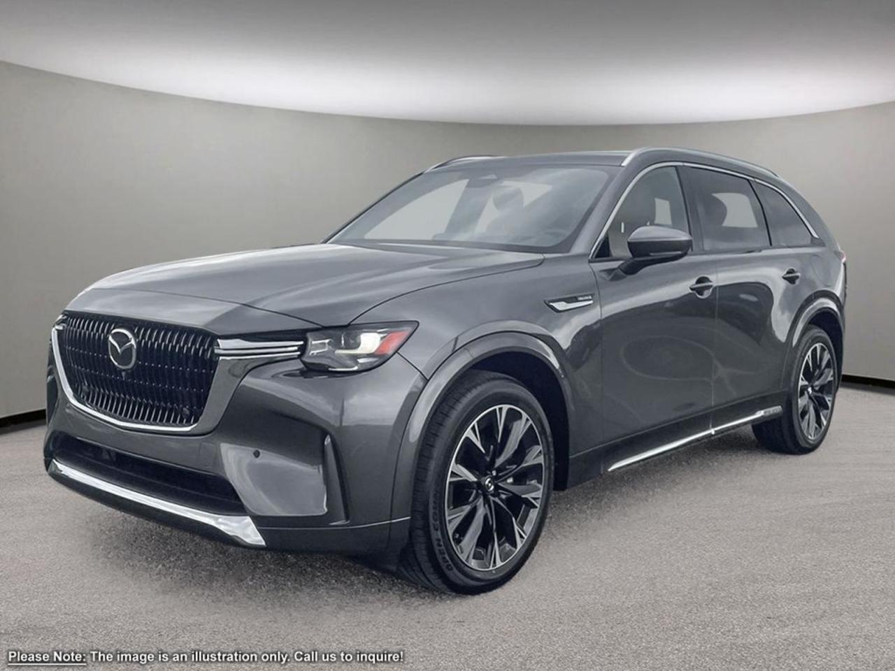 INCOMING UNITToday is your day with our 2025 Mazda CX-90 MHEV Signature that looks phenomenal inMachine Grey Metallic!Its powered by a Turbocharged 3.3 Liter Inline 6 engine paired with a 48 volt Lithium Ion Battery Mild Hybrid system that produces 369 horsepower with a 8-Speed automatic transmission withKinematic Posture Control. Youll leave other All-Wheel Drive SUVs in your dust while enjoying excellent handling with precise steering, all while scoring near 8.4L/100km on the highway. Its absolutely stunning with 21-inch alloy wheels, auto levelling LED headlights and, a rear roof spoiler!Inside this spacious MHEVSignature, settle into leather heated front seats that have memory driver seat settings (mirror memory), grip the leather-wrapped heated steering wheel with mounted audio/cruise controls (adaptative), and look up to see a power panoramic sunroof! It also has rear heated/vented seats, Mazda Connect infotainment system that features a new MASSIVE 10.25-inch color display, a multi-function commander control, full-color navigation, Bose Audio, available satellite radio, Bluetooth, and a power liftgate.Youll drive our Mazda confidently knowing about its advanced safety features including a 360-degree backup camera, a camera facing forward when youre in drive, blind-spot monitoring, cruise control steering assist, adaptive cruise control, lane departure warning with lane keep assist, smart brake support, adaptive front lighting, and more! Print this page and call us Now... We Know You Will Enjoy Your Test Drive Towards Ownership! We look forward to showing you why Go Mazda is the best place for all your automotive needs.Go Mazda is an AMVIC licensed business.Please note that a new administration fee from Mazda Canada of $795 will apply to finance and cash purchases. effective February 1, 2024.