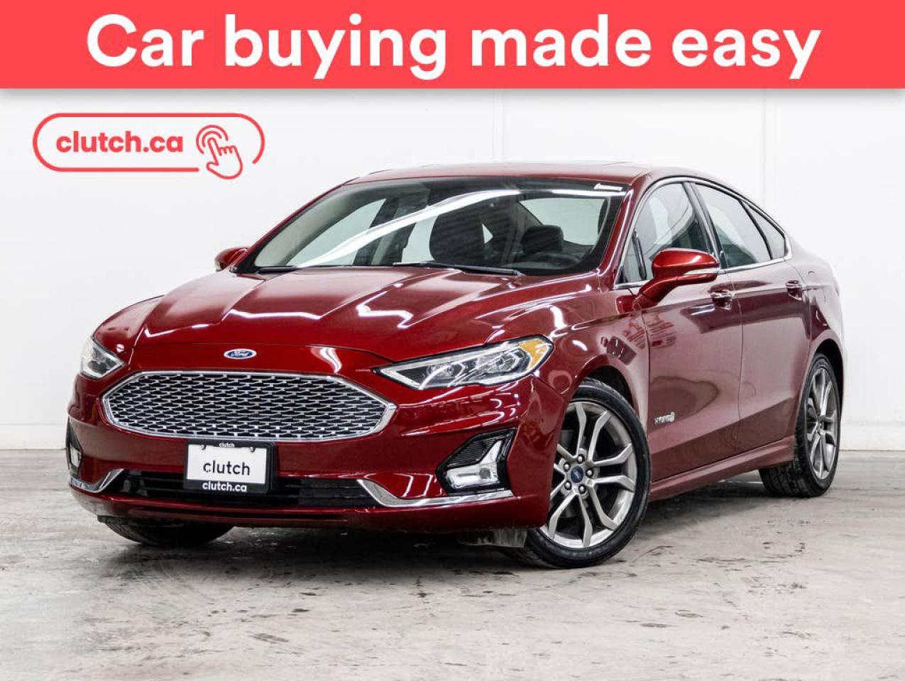 Front Heated Seats, Ventilated Front Seats, Driver Seat Memory System and more!<br> <br>Clutch is the largest online used car retailer in Canada, delivering a seamless, hassle-free car-buying experience to drivers everywhere. Shop hundreds of used cars online, get the right one delivered to your door, and enjoy peace of mind with our 10-Day Money-Back Guarantee. How sweet is that? To learn more, visit clutch.ca.<br> <br>The top features for this 2019 Ford Fusion Hybrid include:<br> <br>Auto Dimming Rearview Mirror<br>Front Heated Seats<br>Ventilated Front Seats<br>Driver Seat Memory System<br>Dual Zone Front Climate Control<br>Bluetooth Music<br>Touchscreen Display<br>GPS Navigation<br>12V Outlet<br>Apple CarPlay<br>Android Auto<br>USB Input<br>Push Button Start<br>Remote Start<br>Heated Steering Wheel<br>Sunroof<br>Rear View Camera<br>Power Driver Seat<br>Power Passenger Seat<br> <br>Seamless home delivery - Delivery to your door in a matter of days. Available on select packages.<br> <br>Try it out for 10 days - If you do not like it, we will take it back. <br> <br>Quality assured - All cars go through our rigorous 210-point inspection and reconditioning process.<br> <br>Peace of mind - 3-month Standard Warranty, with additional warranty options available.<br> <br>Haggle-free - No haggling or hard sells.<br> <br>100% Transparency - Full inspection reports on every car, including high-res photography and a free Carfax report.<br> <br>Listed price is for cash purchase only and does not include taxes, Shipping Fees (if applicable), Delivery Fees (if applicable), government licensing fees.<br> <br>Previous Provincial Registrations:<br>Ontario<br> <br>Stock # 54272