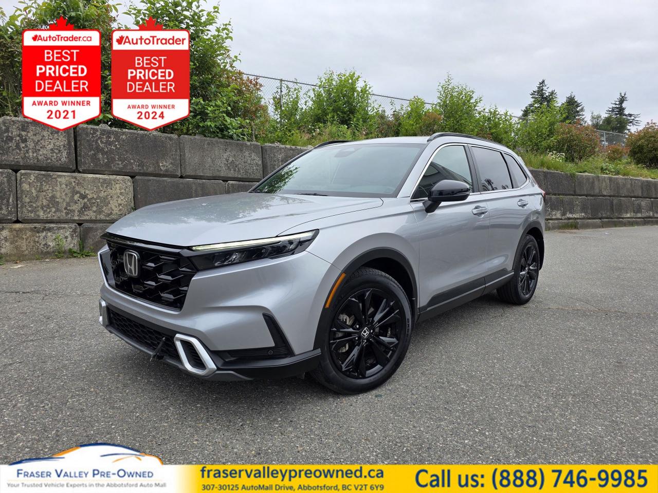 Navigation,  4G Wi-Fi,  Wireless Charging,  Leather Seats,  Sunroof!
 
    This all-new Honda CR-V is a vast improvement over its already successful predecessor. This  2023 Honda CR-V Hybrid is fresh on our lot in Abbotsford. 
 
A legend returns! For 2023, Honda completely revised the ubiquitous CR-V, with a host of performance, design and technological upgrades to give it an even bigger edge against rivals in the ever-heated crossover SUV segment. With roomy seating, wide-open sightlines, and sporty details throughout, the all-new interior of the 2023 CR-V makes it easy to settle in and enjoy the ride. Upgraded infotainment systems with even more active and passive safety systems ensure a serene and uncompromised ride in this SUV.This  SUV has 48,412 kms. Its  nice in colour  . It has a cvt transmission and is powered by a  204HP 2.0L 4 Cylinder Engine. 
 
 Our CR-V Hybrids trim level is Touring. This top-of-the-line CR-V Touring features a punchy yet efficient powertrain, and also comes standard with inbuilt navigation, mobile device wireless charging, Wi-Fi tethering, and a premium Bose audio system. This CR-V Touring also features genuine perforated leather upholstery, an express open/close sunroof, a power liftgate for rear cargo access, and a heated leather steering wheel, along with upgraded aluminum wheels. With an all-wheel-drive system, this incredibly versatile and practical SUV features heated front seats, 60-40 folding split-bench rear seats, proximity keyless entry with push button start, adaptive cruise control, dual-zone climate control, remote engine start, and a 9-inch infotainment system with Apple CarPlay, Android Auto and Siri Eyes Free. Safety features include blind spot detection, front and rear collision mitigation, front pedestrian braking, lane keeping assist with lane departure warning, driver monitoring alert, and a rear camera. Additional features include front and rear cupholders, LED headlights with automatic high beams, USB-A/USB-C charging ports, and even more. This vehicle has been upgraded with the following features: Navigation,  4g Wi-fi,  Wireless Charging,  Leather Seats,  Sunroof,  Power Liftgate,  Premium Audio. 
 
To apply right now for financing use this link : https://www.fraservalleypreowned.ca/abbotsford-car-loan-application-british-columbia
 
 

| Our Quality Guarantee: We maintain the highest standard of quality that is required for a Pre-Owned Dealership to operate in an Auto Mall. We provide an independent 360-degree inspection report through licensed 3rd Party mechanic shops. Thus, our customers can rest assured each vehicle will be a reliable, and responsible purchase.  |  Purchase Disclaimer: Your selected vehicle may have a differing finance and cash prices. When viewing our vehicles on third party  marketplaces, please click over to our website to verify the correct price for the vehicle. The Sale Price on third party websites will always reflect the Finance Price of our vehicles. If you are making a Cash Purchase, please refer to our website for the Cash Price of the vehicle.  | All prices are subject to and do not include, a $995 Finance Fee, and a $995 Document Fee.   These fees as well as taxes, are included in all listed listed payment quotes. Please speak with Dealer for full details and exact numbers.  o~o