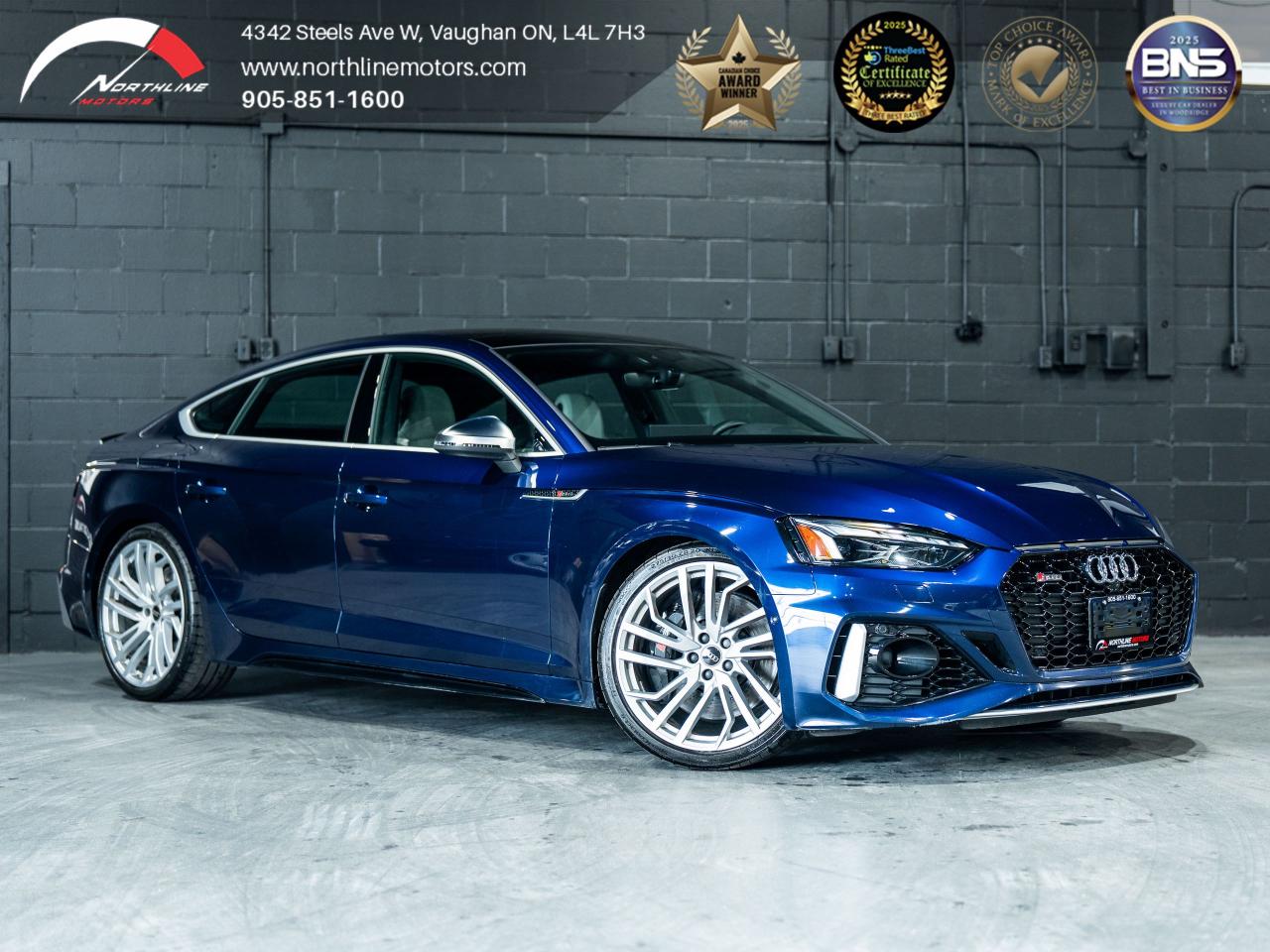 ***QUALIFY FOR A 4 YEAR WARRANTY ON OUR VEHICLES TODAY!!!

Vehicle Key Features Include:

2022 Blue on Gray AUDI RS5

Northline Motors is a 5 star, family-owned dealership that prides itself on strong family values and a commitment to excellence. As consecutive winners of the Peoples Top Choice Award in the GTA, recognized as one of the Top Three Best Dealers in Vaughan by Top Three Rated, named Best Canadian Business by the Canada Business Review Board, and accredited by the Better Business Bureau with an A+ rating, our dedication to quality truly stands out. Weve also been honored with the Readers Choice Award in Vaughan. Visit our website for weekly updates on our exciting inventory, or stop by our pressure free, friendly showrooms - coffee and tea are always on us-to experience luxury, comfort, and innovation firsthand. With over 12 years of industry experience, we understand your needs and work tirelessly to deliver an exceptional experience every time. Our competitive prices and extensive selection of premium vehicles are backed by full transparency, comprehensive vehicle history reports, extended warranties, and aftermarket services. Serving customers nationwide, we invite you to call or visit today and become part of the ever growing Northline family. 

 Please note: Prices exclude applicable taxes and licensing fees. All vehicles, unless otherwise specified, can be certified for an additional $999; otherwise, as per OMVIC regulations, the vehicle is not drivable, certified, or e tested. 

Although every effort is made to ensure the information provided is accurate and up-to-date, we do not take responsibility for any errors, omissions, or typographical mistakes found on our pages, including vehicle options. Additionally, prices are subject to change without notice. To ensure you have the most up-to-date information, please contact our sales team.
