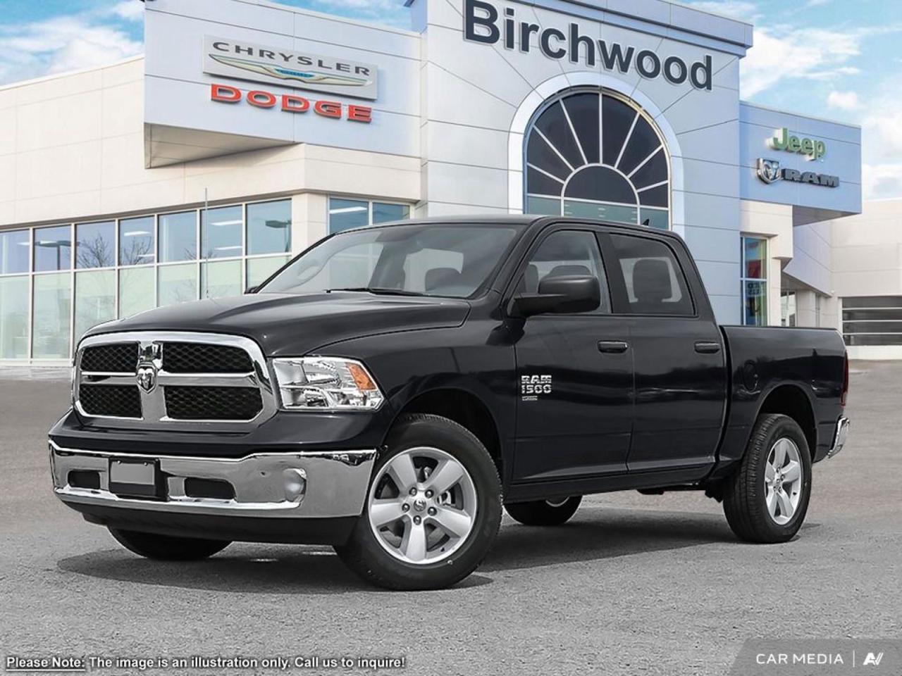 Tradesman SXT Package
Cloth front 40/20/40 split bench seat
Carpet floor covering
Front floor mats
Rear floor mats
Remote keyless entry
Fog lamps
Bright rear bumper
Bright front bumper
Experience the power and sophistication of the all-new 2024 Ram 1500 Classic Tradesman. This rugged truck combines legendary performance with modern comfort, perfect for work and play.

- Powerful 5.7L 8-cylinder engine for impressive towing capacity
- 4-Wheel Drive system for superior off-road capability
- Spacious Crew Cab design comfortably seats up to 5 passengers
- ParkView Back-Up Camera for enhanced safety and convenience
- Tradesman SXT Package for added style and functionality
- Class IV Hitch Receiver for versatile towing options
- Fuel-efficient design with competitive highway and city economy

Ready to experience the 2024 Ram 1500 Classic Tradesman? Visit Birchwood Chrysler Dodge Jeep Ram today to schedule a test drive or start your purchase process online. Our team is here to answer any questions and help you find the perfect truck for your needs. Dont miss out on this opportunity to own a vehicle that combines durability, comfort, and advanced features.
Birchwood Chrysler Dodge is your choice for New Chrysler, Dodge, Jeep, RAM vehicles in Winnipeg. 
 
With us, Experience is Everything. Complete as much or as little of your purchase online as you like. All pricing you see is what you pay. No hidden fees. All new vehicle special offers and discounts are already calculated in the pricing. On our website you can choose payment options and terms knowing these are transparent and accurate.

Start your purchase online to build your exact pricing to your specifics like how much money down, vehicle trade and any accessories or added optional protection that suits your needs.

Any questions let us know by calling (204) 774-4444, wed love to send you a video to clarify any questions about a vehicle!

Visit us in store at 90-3965 Portage Ave in the Birchwood Autopark.

Dealer permit #5686
Dealer permit #5686