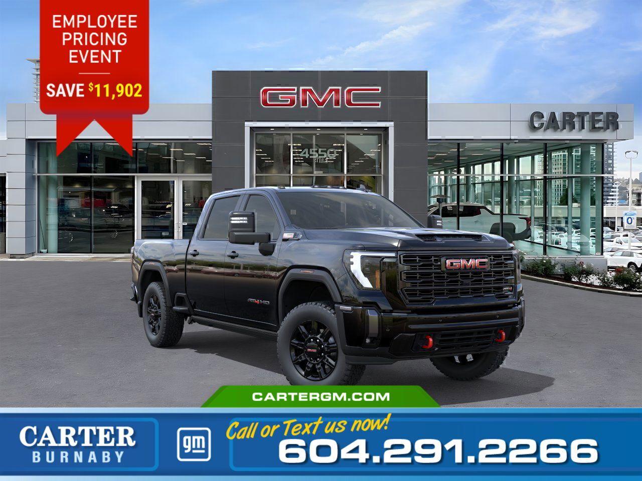 SAVE $11,902! Conquer any terrain in style with the 2025 GMC Sierra AT4. Equipped with the X31 Off-Road Package featuring Hill Descent Control, skid plates, Off-Road suspension, and Rancho shocks, this truck is built for adventure. The ProGrade Trailering System with Hitch Guidance and In-Vehicle Trailering App makes towing effortless while you stay connected with Wi-Fi Hotspot capability and a 13.4" GMC Premium Display inside; enjoy heated second-row seats, 10-way power front seats with lumbar, dual-zone climate control, and a heated steering wheel.  Come take it for a test drive today and experience all this stylish vehicle has to offer!  WHY CARTER GM BURNABY?  - An unrivalled vehicle purchasing experience! - Exceeding our loyal customers expectations since 1963 - 4.5 Google star rating with 2,000+ customer reviews - Vehicle trades welcome! Best price guaranteed! - We provide upfront pricing, zero hidden fees, and 100% transparency - Fast approvals and 99% acceptance rates (no matter your current credit status!) - Multilingual staff (many languages spoken) - Comfortable non-pressured environment with in-store television, WIFI and a childrens play area!  Were here to help you drive the vehicle you want, the vehicle you deserve! QUESTIONS? GREAT! WEVE GOT ANSWERS! To speak with a friendly vehicle specialist - CALL NOW! (Doc. Fee: $495.00 Dealer Code: D5505)