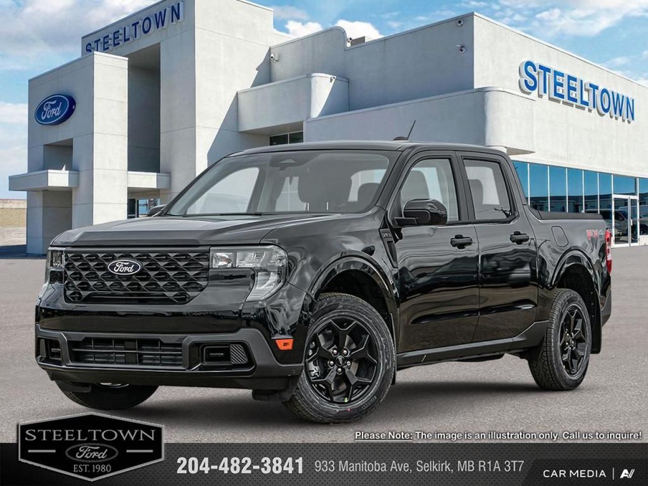 <b>Proximity Key,  Power Mirrors,  SYNC 4,  Mobile Hotspot,  Lane Keep Assist!</b><br> <br> <br> <br>We value your TIME, we wont waste it or your gas is on us!   We offer extended test drives and if you cant make it out to us we will come straight to you!<br> <br>  Built for people with things to do, this Ford Maverick is ready to get it done. <br> <br>With a do-it-yourself attitude, this trendsetter is ready for any challenge you put in front of it. The Maverick is designed to fit up to 5 passengers, tow or haul an impressive payload and offers maneuverability in the city that is unsurpassed. Whether you choose to use this Ford Maverick as a daily commuter, a grocery getter, furniture hauler or weekend warrior, this compact pickup truck is ready, willing and able to get it done!<br> <br> This shadow black Crew Cab 4X4 pickup   has an automatic transmission and is powered by a  250HP 2.0L 4 Cylinder Engine.<br> <br> Our Mavericks trim level is XLT. Standard features include proximity key, power-adjustable side mirrors, class I towing equipment, a 13.2-inch infotainment screen powered by SYNC 4 with Apple CarPlay and Android Auto, FordPass Connect 5G mobile hotspot internet access, and voice-activated automatic air conditioning. Safety features also include pre-collision assist with automatic emergency braking, lane keeping assist, and lane departure warning. This vehicle has been upgraded with the following features: Proximity Key,  Power Mirrors,  Sync 4,  Mobile Hotspot,  Lane Keep Assist,  Lane Departure Warning,  Apple Carplay. <br><br> View the original window sticker for this vehicle with this url <b><a href=http://www.windowsticker.forddirect.com/windowsticker.pdf?vin=3FTTW8JA4SRB04477 target=_blank>http://www.windowsticker.forddirect.com/windowsticker.pdf?vin=3FTTW8JA4SRB04477</a></b>.<br> <br>To apply right now for financing use this link : <a href=http://www.steeltownford.com/?https://CreditOnline.dealertrack.ca/Web/Default.aspx?Token=bf62ebad-31a4-49e3-93be-9b163c26b54c&La target=_blank>http://www.steeltownford.com/?https://CreditOnline.dealertrack.ca/Web/Default.aspx?Token=bf62ebad-31a4-49e3-93be-9b163c26b54c&La</a><br><br> <br/>    5.99% financing for 84 months.  Incentives expire 2025-06-30.  See dealer for details. <br> <br>Family owned and operated in Selkirk for 35 Years.  <br>Steeltown Ford is located just 20 minutes North of the Perimeter Hwy, with an onsite banking center that offers free consultations. <br>Ask about our special dealer rates available through all major banks and credit unions.<br>Dealer retains all rebates, plus taxes, govt fees and Steeltown Protect Plus.<br>Steeltown Ford Protect Plus includes:<br>- Life Time Tire Warranty <br>Dealer Permit # 1039<br><br><br> Come by and check out our fleet of 100+ used cars and trucks and 170+ new cars and trucks for sale in Selkirk.  o~o