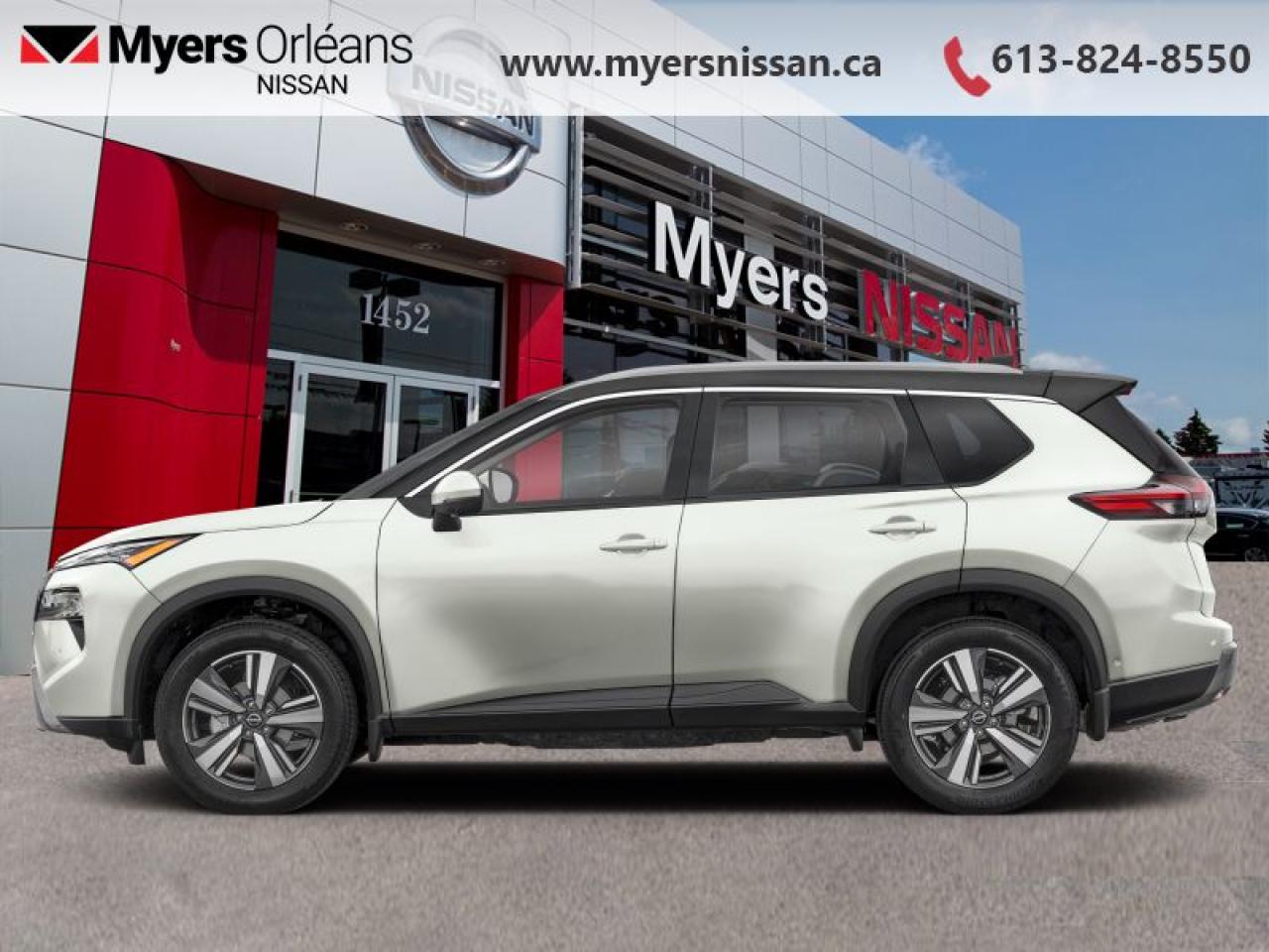 <b>Leather Seats!</b><br> <br> <br> <br>  Capable of crossing over into every aspect of your life, this 2025 Rogue lets you stay focused on the adventure. <br> <br>Nissan was out for more than designing a good crossover in this 2025 Rogue. They were designing an experience. Whether your adventure takes you on a winding mountain path or finding the secrets within the city limits, this Rogue is up for it all. Spirited and refined with space for all your cargo and the biggest personalities, this Rogue is an easy choice for your next family vehicle.<br> <br> This 2-tone everest white tricoat SUV  has an automatic transmission.<br> <br> Our Rogues trim level is SL. Stepping up to this Rogue SL rewards you with 19-inch alloy wheels, leather upholstery, heated rear seats, a power moonroof, a power liftgate for rear cargo access, adaptive cruise control and ProPilot Assist. Also standard include heated front heats, a heated leather steering wheel, mobile hotspot internet access, proximity key with remote engine start, dual-zone climate control, and a 12.3-inch infotainment screen with NissanConnect, Apple CarPlay, and Android Auto. Safety features also include HD Enhanced Intelligent Around View Monitoring, lane departure warning, blind spot detection, front and rear collision mitigation, and rear parking sensors. This vehicle has been upgraded with the following features: Leather Seats. <br><br> <br/>    0% financing for 60 months. 3.74% financing for 84 months. <br> Payments from <b>$646.67</b> monthly with $0 down for 84 months @ 3.74% APR O.A.C. ( Plus applicable taxes -  $621 Administration fee included. Licensing not included.    ).  Incentives expire 2025-06-30.  See dealer for details. <br> <br> <br>LEASING:<br><br>Estimated Lease Payment: $565/m <br>Payment based on 2.99% lease financing for 60 months with $0 down payment on approved credit. Total obligation $33,948. Mileage allowance of 16,000 KM/year. Offer expires 2025-06-30.<br><br><br>We are proud to regularly serve our clients and ready to help you find the right car that fits your needs, your wants, and your budget.And, of course, were always happy to answer any of your questions.Proudly supporting Ottawa, Orleans, Vanier, Barrhaven, Kanata, Nepean, Stittsville, Carp, Dunrobin, Kemptville, Westboro, Cumberland, Rockland, Embrun , Casselman , Limoges, Crysler and beyond! Call us at (613) 824-8550 or use the Get More Info button for more information. Please see dealer for details. The vehicle may not be exactly as shown. The selling price includes all fees, licensing & taxes are extra. OMVIC licensed.Find out why Myers Orleans Nissan is Ottawas number one rated Nissan dealership for customer satisfaction! We take pride in offering our clients exceptional bilingual customer service throughout our sales, service and parts departments. Located just off highway 174 at the Jean DÀrc exit, in the Orleans Auto Mall, we have a huge selection of New vehicles and our professional team will help you find the Nissan that fits both your lifestyle and budget. And if we dont have it here, we will find it or you! Visit or call us today.<br> Come by and check out our fleet of 30+ used cars and trucks and 110+ new cars and trucks for sale in Orleans.  o~o