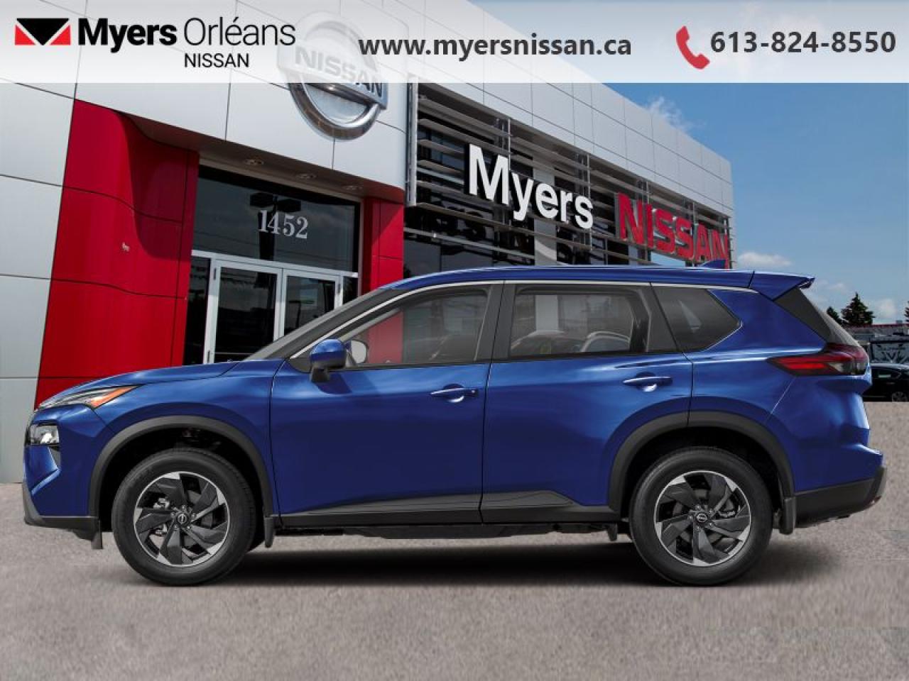 <b>Moonroof,  Power Liftgate,  Adaptive Cruise Control,  Alloy Wheels,  Heated Seats!</b><br> <br> <br> <br>  The Rogue is built to serve as a well-rounded crossover, with rugged design, a comfortable ride and modern interior tech. <br> <br>Nissan was out for more than designing a good crossover in this 2025 Rogue. They were designing an experience. Whether your adventure takes you on a winding mountain path or finding the secrets within the city limits, this Rogue is up for it all. Spirited and refined with space for all your cargo and the biggest personalities, this Rogue is an easy choice for your next family vehicle.<br> <br> This deep ocean blue SUV  has an automatic transmission.<br> <br> Our Rogues trim level is SV Moonroof. Rogue SV steps things up with a power moonroof, a power liftgate for rear cargo access, adaptive cruise control and ProPilot Assist. Also standard include heated front heats, a heated leather steering wheel, mobile hotspot internet access, proximity key with remote engine start, dual-zone climate control, and an 8-inch infotainment screen with NissanConnect, Apple CarPlay, and Android Auto. Safety features also include lane departure warning, blind spot detection, front and rear collision mitigation, and rear parking sensors. This vehicle has been upgraded with the following features: Moonroof,  Power Liftgate,  Adaptive Cruise Control,  Alloy Wheels,  Heated Seats,  Heated Steering Wheel,  Mobile Hotspot. <br><br> <br/>    3.74% financing for 84 months. <br> Payments from <b>$595.25</b> monthly with $0 down for 84 months @ 3.74% APR O.A.C. ( Plus applicable taxes -  $621 Administration fee included. Licensing not included.    ).  Incentives expire 2025-06-30.  See dealer for details. <br> <br> <br>LEASING:<br><br>Estimated Lease Payment: $527/m <br>Payment based on 1.49% lease financing for 36 months with $0 down payment on approved credit. Total obligation $18,976. Mileage allowance of 16,000 KM/year. Offer expires 2025-06-30.<br><br><br>We are proud to regularly serve our clients and ready to help you find the right car that fits your needs, your wants, and your budget.And, of course, were always happy to answer any of your questions.Proudly supporting Ottawa, Orleans, Vanier, Barrhaven, Kanata, Nepean, Stittsville, Carp, Dunrobin, Kemptville, Westboro, Cumberland, Rockland, Embrun , Casselman , Limoges, Crysler and beyond! Call us at (613) 824-8550 or use the Get More Info button for more information. Please see dealer for details. The vehicle may not be exactly as shown. The selling price includes all fees, licensing & taxes are extra. OMVIC licensed.Find out why Myers Orleans Nissan is Ottawas number one rated Nissan dealership for customer satisfaction! We take pride in offering our clients exceptional bilingual customer service throughout our sales, service and parts departments. Located just off highway 174 at the Jean DÀrc exit, in the Orleans Auto Mall, we have a huge selection of New vehicles and our professional team will help you find the Nissan that fits both your lifestyle and budget. And if we dont have it here, we will find it or you! Visit or call us today.<br> Come by and check out our fleet of 30+ used cars and trucks and 110+ new cars and trucks for sale in Orleans.  o~o