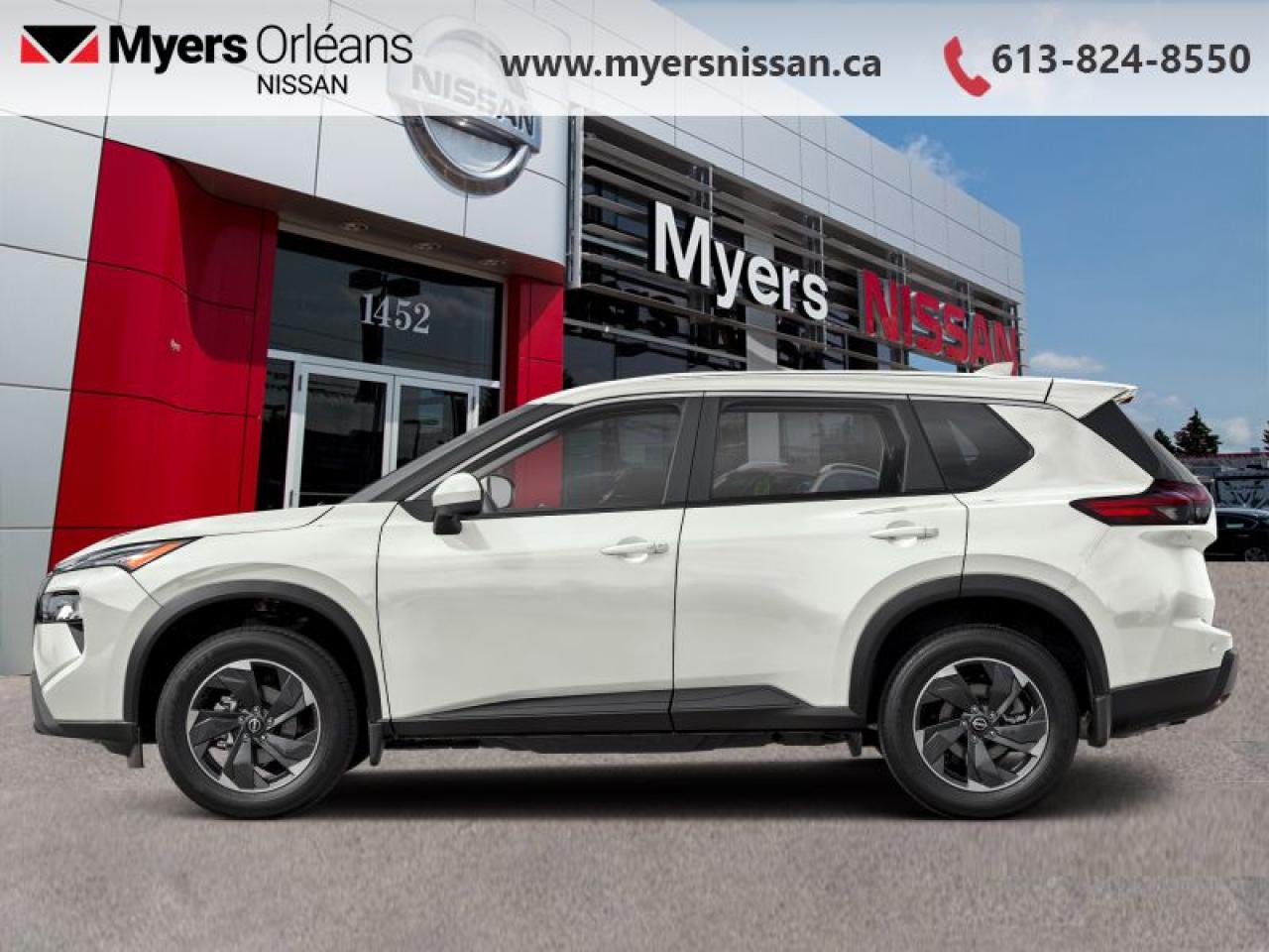 <b>Moonroof,  Power Liftgate,  Adaptive Cruise Control,  Alloy Wheels,  Heated Seats!</b><br> <br> <br> <br>  Capable of crossing over into every aspect of your life, this 2025 Rogue lets you stay focused on the adventure. <br> <br>Nissan was out for more than designing a good crossover in this 2025 Rogue. They were designing an experience. Whether your adventure takes you on a winding mountain path or finding the secrets within the city limits, this Rogue is up for it all. Spirited and refined with space for all your cargo and the biggest personalities, this Rogue is an easy choice for your next family vehicle.<br> <br> This everest white tricoat pearl SUV  has an automatic transmission.<br> <br> Our Rogues trim level is SV Moonroof. Rogue SV steps things up with a power moonroof, a power liftgate for rear cargo access, adaptive cruise control and ProPilot Assist. Also standard include heated front heats, a heated leather steering wheel, mobile hotspot internet access, proximity key with remote engine start, dual-zone climate control, and an 8-inch infotainment screen with NissanConnect, Apple CarPlay, and Android Auto. Safety features also include lane departure warning, blind spot detection, front and rear collision mitigation, and rear parking sensors. This vehicle has been upgraded with the following features: Moonroof,  Power Liftgate,  Adaptive Cruise Control,  Alloy Wheels,  Heated Seats,  Heated Steering Wheel,  Mobile Hotspot. <br><br> <br/>    3.74% financing for 84 months. <br> Payments from <b>$566.12</b> monthly with $0 down for 84 months @ 3.74% APR O.A.C. ( Plus applicable taxes -  $621 Administration fee included. Licensing not included.    ).  Incentives expire 2025-06-30.  See dealer for details. <br> <br> <br>LEASING:<br><br>Estimated Lease Payment: $501/m <br>Payment based on 2.99% lease financing for 60 months with $0 down payment on approved credit. Total obligation $30,076. Mileage allowance of 16,000 KM/year. Offer expires 2025-06-30.<br><br><br>We are proud to regularly serve our clients and ready to help you find the right car that fits your needs, your wants, and your budget.And, of course, were always happy to answer any of your questions.Proudly supporting Ottawa, Orleans, Vanier, Barrhaven, Kanata, Nepean, Stittsville, Carp, Dunrobin, Kemptville, Westboro, Cumberland, Rockland, Embrun , Casselman , Limoges, Crysler and beyond! Call us at (613) 824-8550 or use the Get More Info button for more information. Please see dealer for details. The vehicle may not be exactly as shown. The selling price includes all fees, licensing & taxes are extra. OMVIC licensed.Find out why Myers Orleans Nissan is Ottawas number one rated Nissan dealership for customer satisfaction! We take pride in offering our clients exceptional bilingual customer service throughout our sales, service and parts departments. Located just off highway 174 at the Jean DÀrc exit, in the Orleans Auto Mall, we have a huge selection of New vehicles and our professional team will help you find the Nissan that fits both your lifestyle and budget. And if we dont have it here, we will find it or you! Visit or call us today.<br> Come by and check out our fleet of 30+ used cars and trucks and 110+ new cars and trucks for sale in Orleans.  o~o