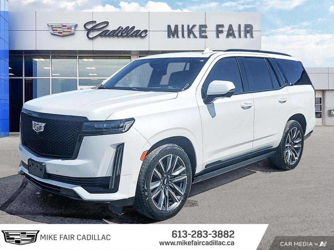 Used 2023 Cadillac Escalade Sport surround vision,assist steps,sunroof,heated front seats/outside mirrors/steering wheel,safety alert for sale in Smiths Falls, ON
