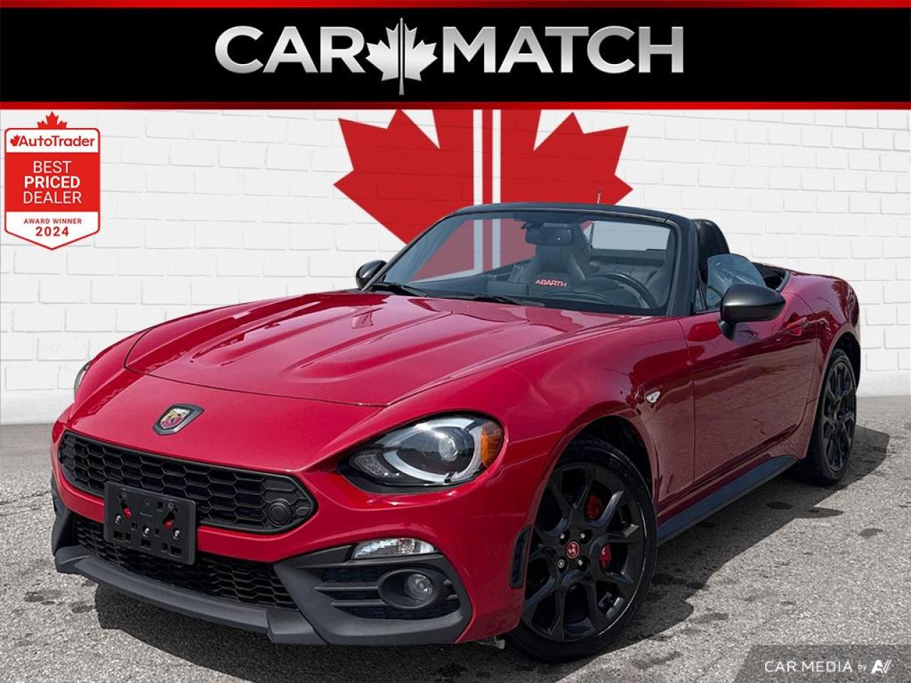 <p>*** 124 SPIDER *** ABARTH *** NO ACCIDENTS *** SOFT TOP CONVERTIBLE *** LEATHER *** HEATED SEATS *** MANUAL WITH STAGE ONE CLUTCH *** TRANSMISSION *** BLINDSPOT DETECTION *** REAR CAMERA *** MULTIPLE DRIVE MODES *** CRUISE CONTROL *** VEHICLE COMES CERTIFIED *** NO HIDDEN FEES *** WE DEAL WITH ALL THE MAJOR BANKS JUST LIKE THE FRANCHISE DEALERS *** WORTH THE DRIVE TO CAMBRIDGE ****</p><p>CASH PRICE $26995</p><p>FINANCE $25995</p><p><br />HOURS : MONDAY TO THURSDAY 11 AM TO 7 PM FRIDAY 11 AM TO 6 PM SATURDAY 10 AM TO 5 PM<br /><br /><br />ADDRESS : 6 JAFFRAY ST CAMBRIDGE ONTARIO</p>