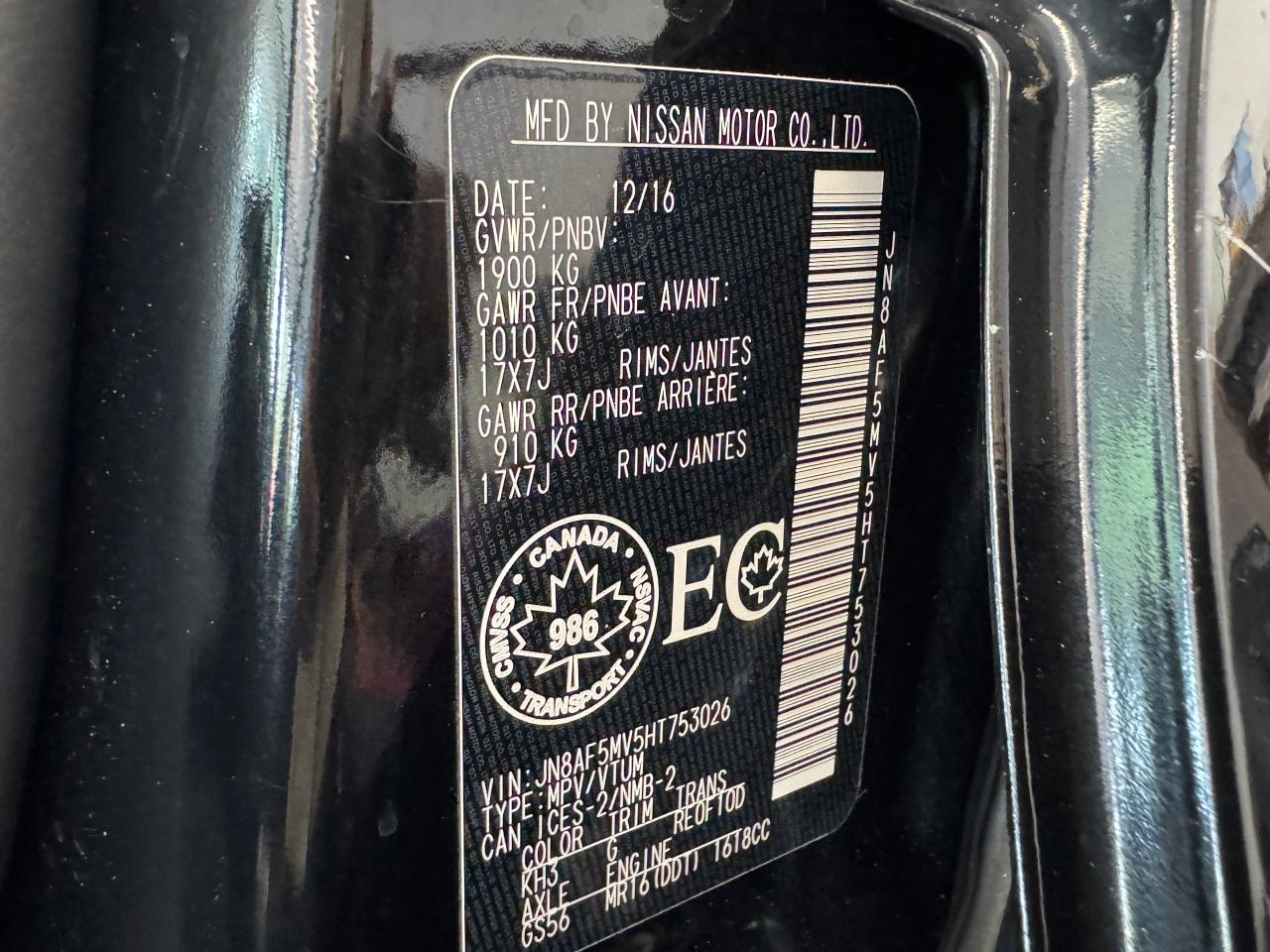 2017 Nissan Juke SV Black Pearl Edition AWD+Camera+CLEAN CARFAX Photo