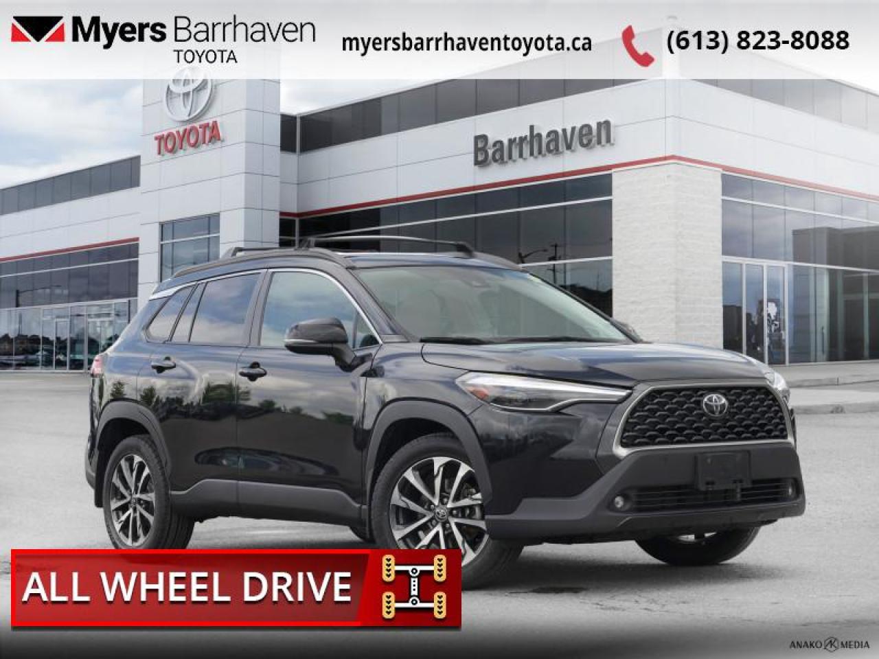 <b>Sunroof,  Premium Audio,  Wireless Charging,  Park Assist,  Heated Steering Wheel!</b><br> <br>  Compare at $29096 - Our Live Market Price is just $27977! <br> <br>   Pushing boundaries has never been easier thanks to this capable Toyota Corolla Cross compact SUV. This  2022 Toyota Corolla Cross is fresh on our lot in Ottawa. <br> <br>The all-new Toyota Corolla Cross empowers you to do it all. Its agile yet comfortable interior is perfect for urban missions and road trips alike. It comes loaded with forward-thinking technologies to keep you connected on the go, boasting exceptional versatility and a spacious interior, the 2022 Toyota Corolla Cross is the perfect subcompact SUV for the modern era.This  SUV has 111,367 kms. Its  black in colour  . It has an automatic transmission and is powered by a  169HP 2.0L 4 Cylinder Engine. <br> <br> Our Corolla Crosss trim level is XLE AWD. Upgrading to this top of the line all-wheel drive Corolla Cross XLE is an excellent choice as it comes fully loaded with wireless charging, a larger 8 inch touchscreen display that features Audio Plus, a premium JBL audio system, Apple CarPlay, Android Auto, wireless streaming audio, heated seats, a heated steering wheel, dual zone climate control and a power sunroof. It also features stylish aluminum wheels, SiriusXM, a smart key system, and Toyota Safety Sense 2.0 that includes intuitive parking assist, blind spot detection, lane departure warning, forward collision alert, 10 airbags, automatic high beam assist and a rear view camera. Additional features consist of Bi-LED premium headlights, SofTex seat material, adaptive cruise control with steering assist, and a 60/40 split folding rear seats to help when loading and unloading large packages. This vehicle has been upgraded with the following features: Sunroof,  Premium Audio,  Wireless Charging,  Park Assist,  Heated Steering Wheel,  Heated Seats,  Power Liftgate. <br> <br>To apply right now for financing use this link : <a href=https://www.myersbarrhaventoyota.ca/quick-approval/ target=_blank>https://www.myersbarrhaventoyota.ca/quick-approval/</a><br><br> <br/><br> Buy this vehicle now for the lowest bi-weekly payment of <b>$207.38</b> with $0 down for 84 months @ 8.99% APR O.A.C. ( Plus applicable taxes -  Plus applicable fees   ).  See dealer for details. <br> <br>At Myers Barrhaven Toyota we pride ourselves in offering highly desirable pre-owned vehicles. We truly hand pick all our vehicles to offer only the best vehicles to our customers. No two used cars are alike, this is why we have our trained Toyota technicians highly scrutinize all our trade ins and purchases to ensure we can put the Myers seal of approval. Every year we evaluate 1000s of vehicles and only 10-15% meet the Myers Barrhaven Toyota standards. At the end of the day we have mutual interest in selling only the best as we back all our pre-owned vehicles with the Myers *LIFETIME ENGINE TRANSMISSION warranty. Thats right *LIFETIME ENGINE TRANSMISSION warranty, were in this together! If we dont have what youre looking for not to worry, our experienced buyer can help you find the car of your dreams! Ever heard of getting top dollar for your trade but not really sure if you were? Here we leave nothing to chance, every trade-in we appraise goes up onto a live online auction and we get buyers coast to coast and in the USA trying to bid for your trade. This means we simultaneously expose your car to 1000s of buyers to get you top trade in value. <br>We service all makes and models in our new state of the art facility where you can enjoy the convenience of our onsite restaurant, service loaners, shuttle van, free Wi-Fi, Enterprise Rent-A-Car, on-site tire storage and complementary drink. Come see why many Toyota owners are making the switch to Myers Barrhaven Toyota. <br>*LIFETIME ENGINE TRANSMISSION WARRANTY NOT AVAILABLE ON VEHICLES WITH KMS EXCEEDING 140,000KM, VEHICLES 8 YEARS & OLDER, OR HIGHLINE BRAND VEHICLE(eg. BMW, INFINITI. CADILLAC, LEXUS...) o~o