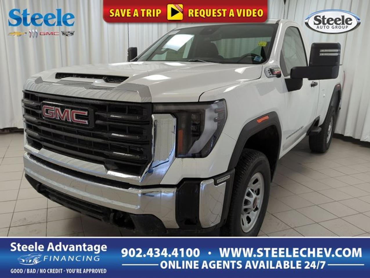 Experience the power and reliability of the brand new 2025 GMC Sierra 2500 PRO, now available at Steele Chevrolet Buick GMC in Dartmouth. This robust truck is engineered for demanding tasks, featuring a turbocharged 6.6-litre diesel V8 engine and rear-wheel drive for unmatched capability. Its crisp white exterior is complemented by a sleek black interior, creating a bold and professional appearance.TRUCK FEATURESTurbocharged diesel V8 delivers exceptional torqueRear-wheel drive for optimal towing performanceHeavy-duty frame designed for tough workloadsTwo-door configuration maximizes bed accessibilityADVANCED SAFETY FEATURESAuto-dimming rearview mirror reduces nighttime glareStandard airbags for driver and passenger protectionSturdy construction for enhanced crash safetyLarge side mirrors for improved visibilityPERFORMANCE AND EFFICIENCY6.6-litre turbocharged diesel V8 engineAutomatic transmission for smooth gear changesEngine block heater for cold weather startsPower outlet supports worksite equipmentCOMFORT AND CONVENIENCESpacious black interior for driver and passengerEasy-to-clean cabin surfacesPower outlet for charging devices on the goWell-placed controls for effortless operationTECHNOLOGY AND CONNECTIVITYAuto-dimming rearview mirror for conveniencePower outlet for electronic device supportClear instrument cluster for vital informationReliable automatic transmission interfaceCARGO SPACELarge truck bed for heavy-duty haulingTwo-door design maximizes cargo accessDurable bed construction for long-term useAmple space for tools and equipmentWHAT OTHER OWNERS LIKEStrong diesel engine performance under loadPractical features for jobsite versatilityComfortable and functional interior designDependable towing and hauling capabilities