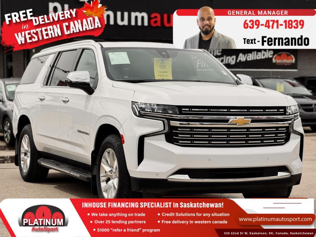 Used 2021 Chevrolet Suburban 4WD 4dr Premier for sale in Saskatoon, SK