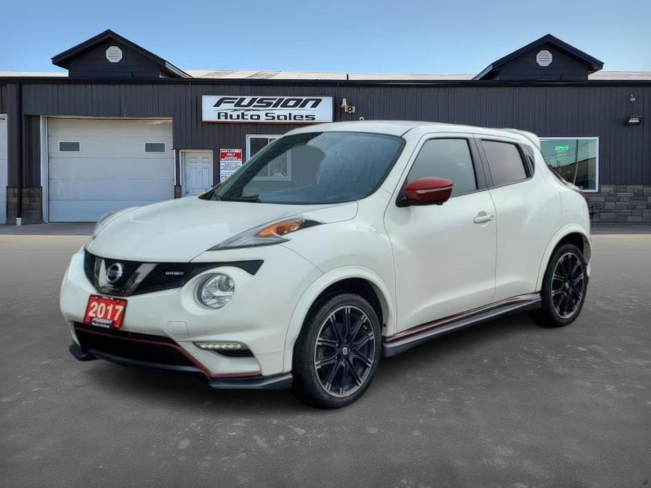<p>1.6L Turbo Charged 4Cyl, AWD, Auto, 188HP & 177Ft-Lbs of Torque, Factory Lowered Sport Suspension, Ground Effects, Sports Seats, Back Up Camera, Bluetooth, Premium Sound and more. Lic & HST Extra.</p><p>Looking for a sporty and fun ride that stands out from the crowd? Check out this head-turning 2017 Nissan Juke NISMO, now available at Fusion Auto Sales! This eye-catching hatchback is finished in a crisp white exterior, perfectly complemented by a sleek black interior. With its distinctive design and performance-focused features, the Juke NISMO is sure to inject some excitement into your daily commute. This particular model has 94,808km on the odometer.</p><p>Under the hood, youll find a responsive 1.6L V4 Turbo engine paired with a smooth variable / CVT transmission, delivering a thrilling driving experience. The all-wheel-drive system ensures confident handling in various weather conditions, making it a perfect choice for navigating the Canadian roads. The NISMO trim adds a sporty flair, with unique styling cues and enhanced performance elements that set it apart.</p><p>Here are some of the features that will have you saying YES!:</p><ul><li><strong>Turbocharged Thrills:</strong> Experience the punch of a turbocharged engine that makes every drive exhilarating.</li><li><strong>All-Wheel Drive Confidence:</strong> Conquer any road condition with the surefootedness of all-wheel drive.</li><li><strong>Sporty NISMO Design:</strong> Turn heads with the aggressive styling and unique details that define the NISMO trim.</li><li><strong>Fuel Efficiency:</strong> This car has good fuel economy for those long road trips.</li><li><strong>Hatchback Versatility:</strong> Enjoy the practicality of a hatchback with ample cargo space for all your adventures.</li></ul><p><strong><em>Powered by AutoIntelligence™</em></strong> Vehicle information has been generated using artificial intelligence and is provided for informational purposes only. While efforts are made to ensure accuracy, please confirm all details directly with the dealer.</p><p>The Fusion Philosophy<br /><br />At Fusion Auto Sales, we put more effort into buying our vehicles than we do trying to sell them. By constantly monitoring what other car lots are doing, we strive to be the lowest priced dealer in our market. We won’t purchase a vehicle to “fill a hole”. We know that the vehicles on our lot are great value for the money and smart shoppers realize that also. Adhering to this philosophy makes it easy for our customers. If they find a vehicle on our lot that fulfills their needs and wants, they know that they’re getting great value. <br /><br />If we don’t have what you’re looking for, we can find it! Over 150 customers have saved thousands of dollars buy joining our” locate club”. People that know what they want and what they want to pay (within reason of course), get the vehicle of their dreams and enjoy huge savings. Contact us for details.<br /><br /><br /><br />Fusion Auto Sales is in Tilbury, Ont. located between Windsor and London right off the 401. We are among 7 dealerships within a &frac12; kilometer distance which is great for out of town shoppers. We began satisfying customers in 2009 and have been doing so ever since. In 2012 Fusion was recognized as 1 of the 50 fastest growing companies in Canada. And then, in 2018, we were named one of the top 5 independent automobile dealerships in the country. <br /><br />We specialize in late model vehicles at below than average pricing, everything is fully certified and every unit is Car Proof verified and is fully disclosed with every unit. We offer every type of financing from perfect credit at great rates to credit challenges with competitive rates. We also specialize in locating vehicles for customers, we cant have everything on the lot so if you do not see it and are having a hard time finding what you are looking for, let us know and we can find it for you. Fusion Auto Sales spans its customer base from Windsor all the way to Timmins, On and every where in between. Our philosophy is You are going to like the way we deal and everyone does, straight honest answers with no monkey business and no back and forth between sales and managers.</p>