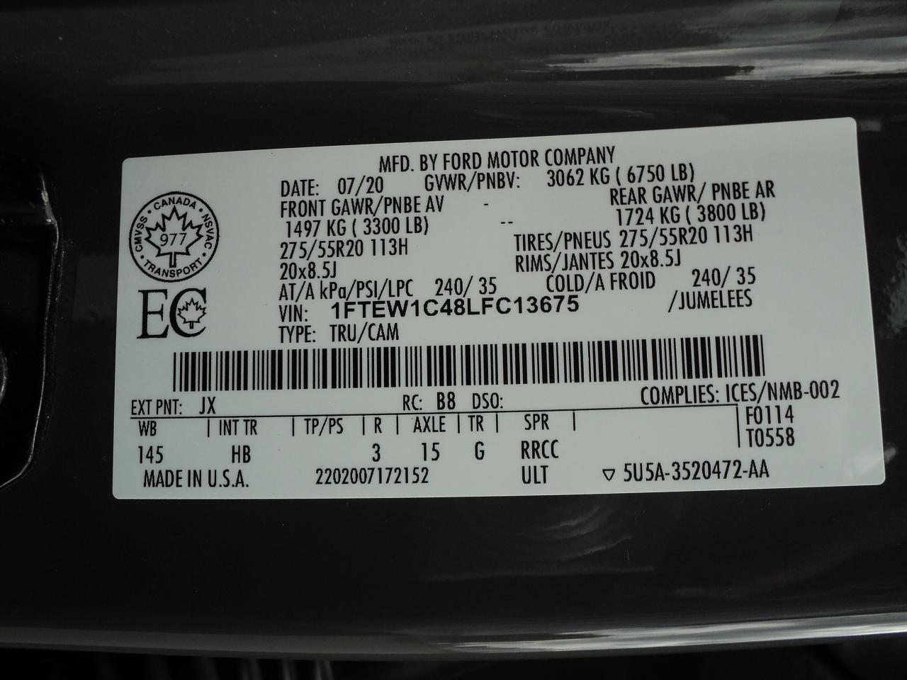 2020 Ford F-150 LARIAT SuperCrew 2WD 3.5L6cyl  5.5' Box NavLeather - Photo #43