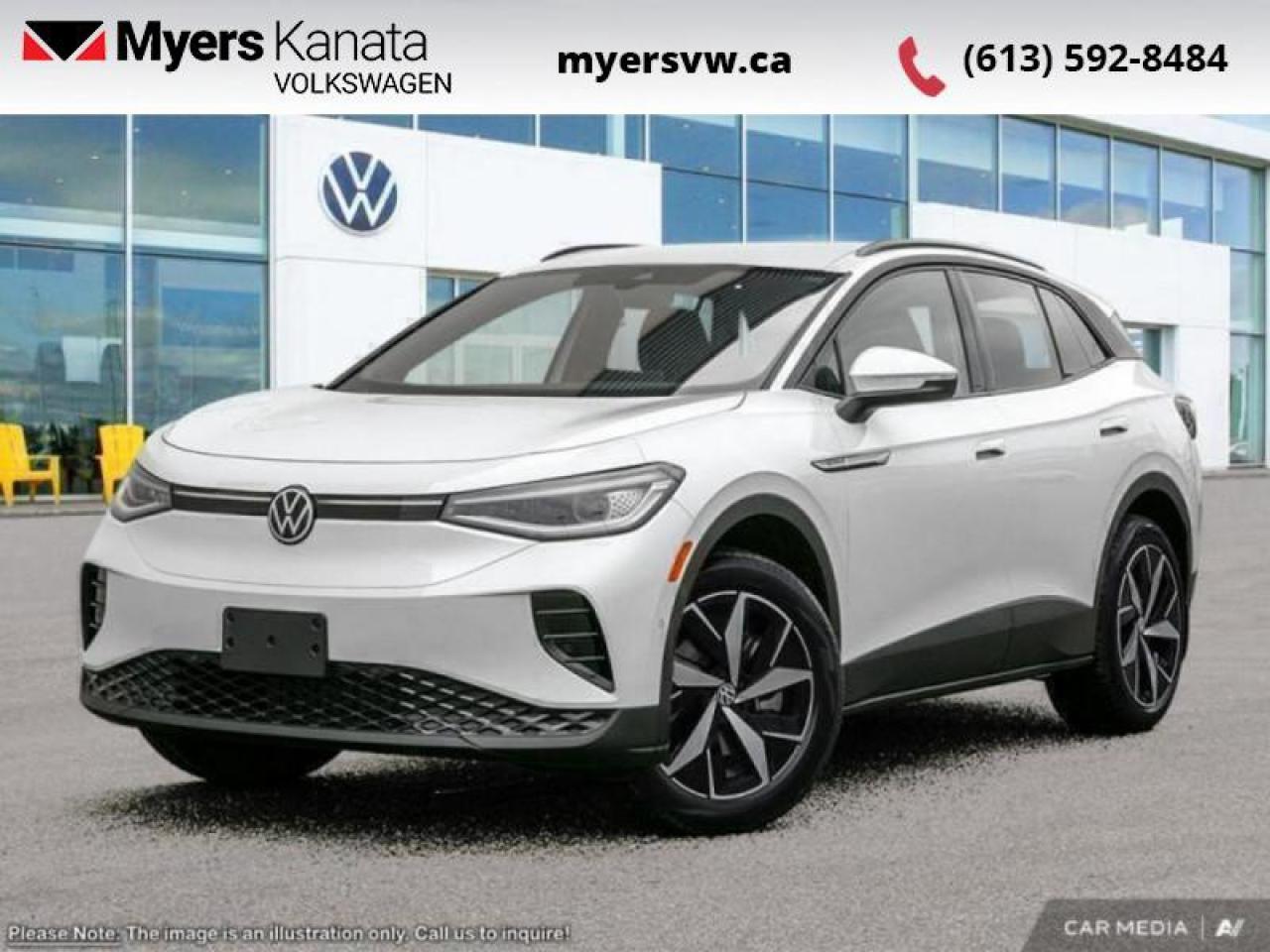 <b>Premium Audio,  Cooled Seats,  Massage Seats,  360 Camera,  Power Liftgate!</b><br> <br> <br> <br>The 2025 Volkswagen ID.4 features advanced safety and driver-assist technologies engineered to support your journey with assurance. <br> <br>From the outside, the ID.4 showcases clean lines, a sculpted silhouette and contemporary lighting elements that reflect its electric-SUV identity. Inside, the cabin features premium-feeling materials, intuitive connectivity and seating designed for both driver and passengers to enjoy every ride. With its forward-thinking features, practical utility and Volkswagens commitment to quality, the ID.4 offers a well-rounded choice for drivers moving into the electric era.<br> <br>This Oryx White Pearl Effect SUV has an Automatic transmission. <br> <br> Our ID.4s trim level is Pro S AWD. This VW ID.4 Pro S AWD rewards you with dual motors with extended driving range and fast charging, class II tow equipment with a trailer wiring harness and an 8-speaker Harman/Kardon Audio system, along with ventilated and heated front seats with massage function, a heated steering wheel, heated rear seats, and a power liftgate for rear cargo access. Also standard include wireless charging for mobile devices, adaptive cruise control, dual-zone climate control, and an upgraded 12.9-inch infotainment screen with inbuilt navigation, Apple CarPlay, Android Auto and SiriusXM. Additional features include a 360 camera, blind spot detection, lane keeping assist with lane departure warning, parking assist, front and rear mitigation, and even more. This vehicle has been upgraded with the following features: Premium Audio, Cooled Seats, Massage Seats, 360 Camera, Power Liftgate, Fast Charging, Navigation.<br><br> <br>To apply right now for financing use this link: <a href=https://www.myersvw.ca/en/form/new/financing-request-step-1/44 target=_blank>https://www.myersvw.ca/en/form/new/financing-request-step-1/44</a><br><br> <br/> Weve discounted this vehicle $7500. Incentives expire 2026-02-02.  See dealer for details. <br> <br>Call one of our experienced Sales Representatives today and book your very own test drive! Why buy from us? Move with the Myers Automotive Group since 1942! We take all trade-ins - Appraisers on site!<br> Come by and check out our fleet of 30+ used cars and trucks and 140+ new cars and trucks for sale in Kanata.  o~o
