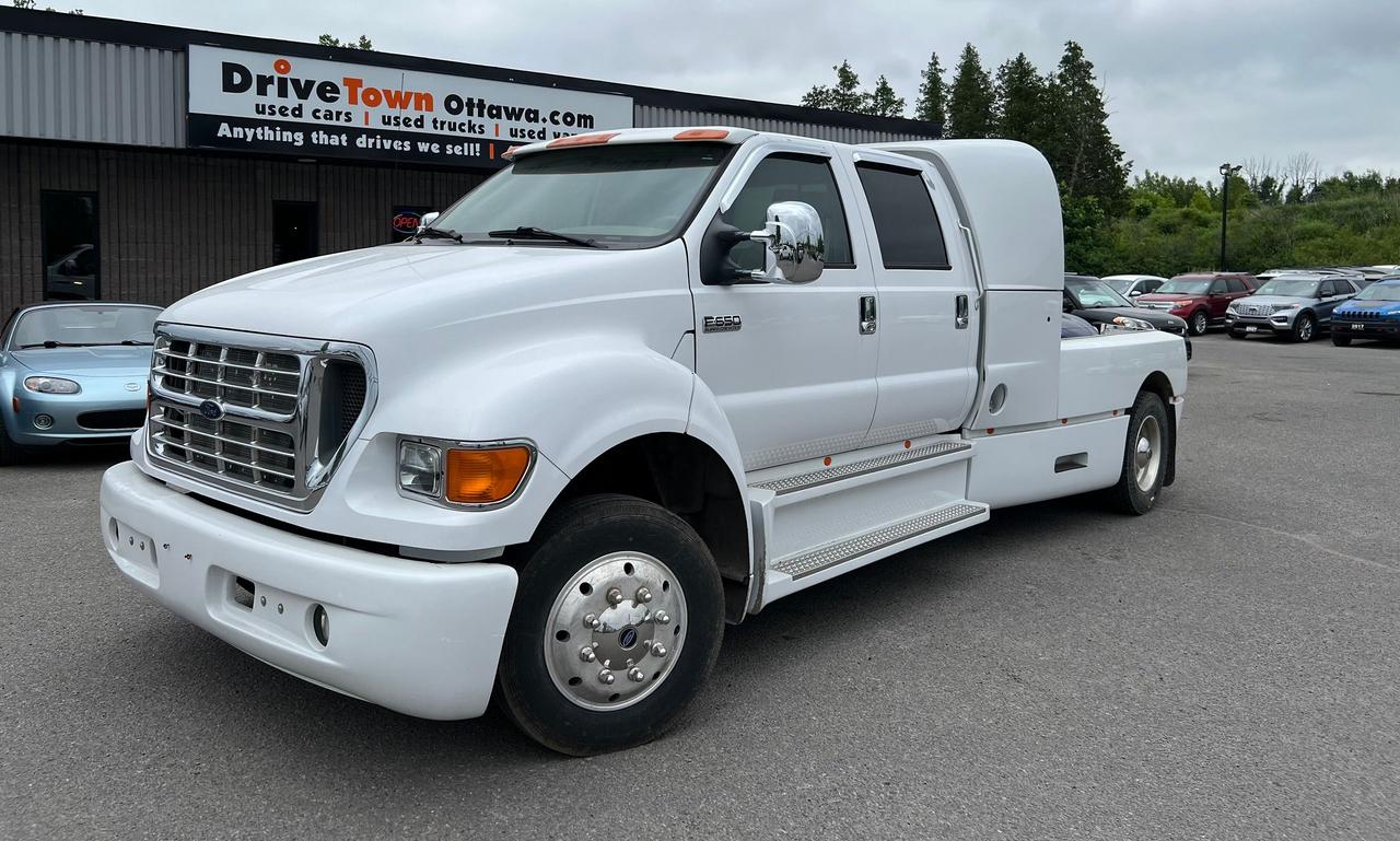 <p><span class=relative -mx-px my-[-0.2rem] rounded px-px py-[0.2rem] transition-colors duration-100 ease-in-out>2003 FORD F‑650 SUPER CREWZER WOW LOW MILEAGE ! ONLY 51 452 KM ! LIKE NEW &ndash; RARE FACTORY SUPER CREWZER HEAVY‑DUTY TRUCK WITH CREW CAB & CREWZER BODY &ndash; POWERFUL CAT 3126B 7.2 L DIESEL (~300 HP/860 LB‑FT) AND 6‑SPEED ALLISON AUTO </span>&ndash; MASSIVE DIESEL CAPACITY & AIR RIDE SUSPENSION &ndash; ROOM FOR 6 + FULL BED &ndash; BUILT FOR HEAVY-DUTY COMMERCIAL USE OR LUXURY CONVERSION &ndash; UNIQUE AND <strong>EXTREMELY RARE!<br><br></strong></p><p><strong>**ADVERTISED PRICE IS OUR CASH PRICE**</strong><br><br data-start=318 data-end=321>DRIVETOWNOTTAWA.COM, COME VISIT US/VENEZ NOUS VISITER! **TAXES AND LICENSING ARE EXTRA. FINANCING CHARGES ARE APPLICABLE EXAMPLE: BANK FINANCING FEE, PPSA, INTEREST CHARGES **QUEBEC SAFETY FEE APPLICABLE</p><p><strong>&nbsp;</strong></p>