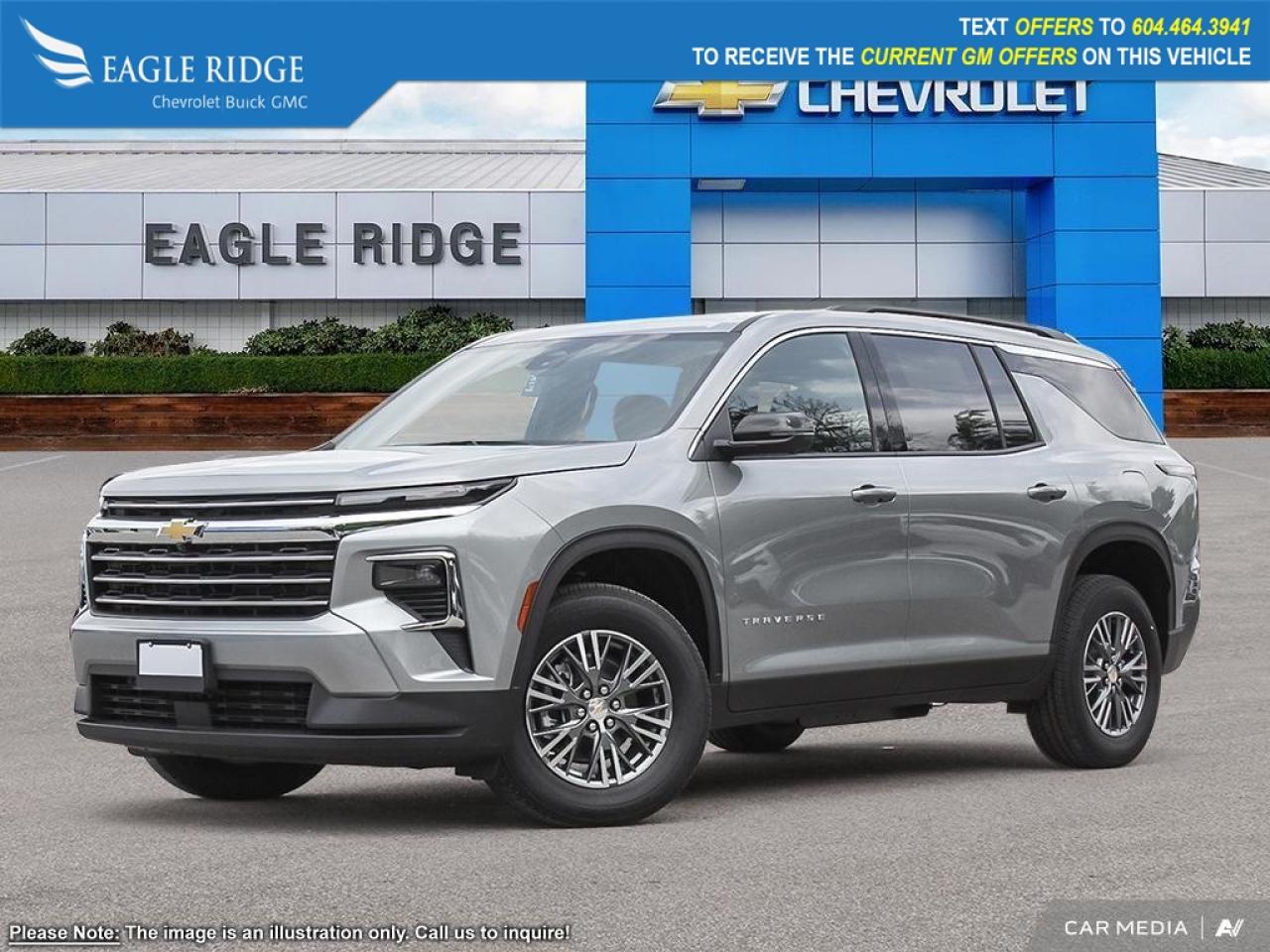 New 2025 Chevrolet Traverse LT Bluetooth, six-speaker sound system, blind-spot monitoring, enhanced front and rear automatic braking, adaptive cruise control, HD surround vision, enhanced lane-keeping assistance, forward collision for sale in Coquitlam, BC