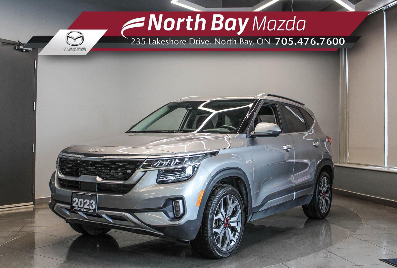 Used 2023 Kia Seltos SX Turbo w/Burgundy Interior NAVIGATION - APPLE CARPLAY AND ANDROID AUTO - BOSE AUDIO - CLEAN CARFAX! for sale in North Bay, ON