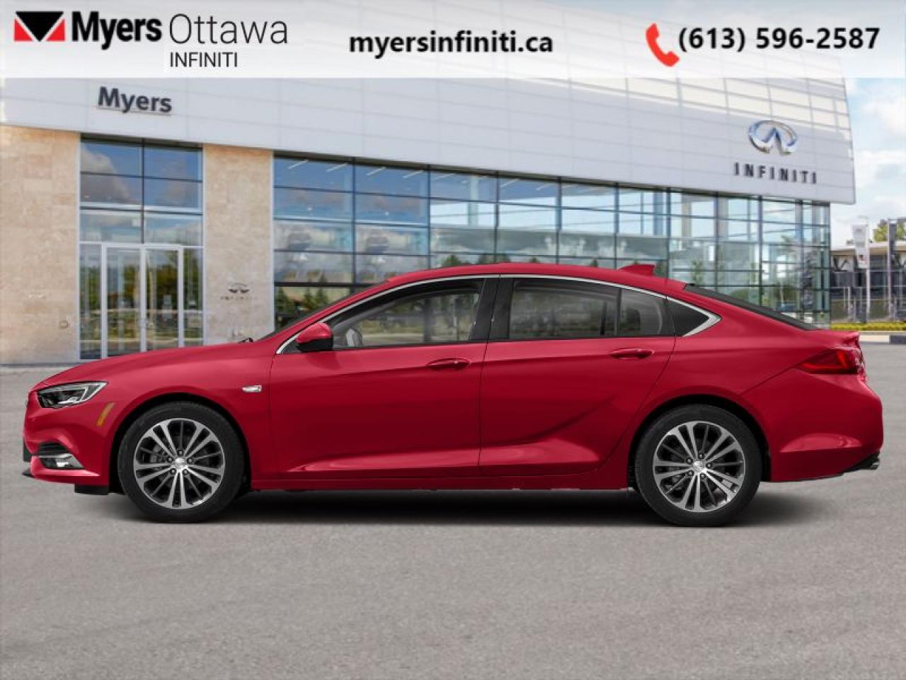 <b>Low Mileage!</b><br> <br>  Compare at $29867 - Our Price is just $28997! <br> <br>   This 2019 Buick Regal is one of the most desirable sedans in its segment. This  2019 Buick Regal Sportback is fresh on our lot in Ottawa. <br> <br>With its athletic elegance and new discretely integrated sportback opening, this 2019 Buick Regal takes the driving experience for a whole new spin. On top of a refined design and a comfortable interior, a new powertrain gives this sedan enthusiastic performance. This Regal is also a fantastic value. For a sporty sedan with a responsive and pleasant driving experience, this Buick Regal is a top choice. This low mileage  sedan has just 50,344 kms. Its  sport red in colour  and is completely accident free based on the <a href=https://vhr.carfax.ca/?id=J9aQ+o2Ov8jvF0bT9fEZRbXo71N7W+g0 target=_blank>CARFAX Report</a> . It has an automatic transmission and is powered by a   3.6L V6 Cylinder Engine.  It may have some remaining factory warranty, please check with dealer for details. <br> <br> Our Regal Sportbacks trim level is GS. This top shelf performance and luxury GS has all the best features like performance leather seats, heated and cooled front massaging seats, Brembo brakes, sport mode selective suspension, blind spot monitoring with rear cross traffic alert and rear cross traffic alert, memory driver seat and side mirrors, front and rear parking assistance, active noise cancellation, and auto dimming side mirrors. This awesome luxury sedan is also equipped with remote start, Driver Information Centre colour display, 4G WiFi, Buick Connected and OnStar capability, hands free keyless open, leather steering wheel with cruise and audio controls, interior ambient lighting, rear seat charge only USB ports, dual zone automatic climate control, Teen Driver technology, 8 inch touchscreen, Apple CarPlay, Android Auto, Siri EyesFree and voice recognition, SiriusXM, Bluetooth, heated power side mirrors, and LED taillamps.<br> <br>To apply right now for financing use this link : <a href=https://www.myersinfiniti.ca/finance/ target=_blank>https://www.myersinfiniti.ca/finance/</a><br><br> <br/><br> Buy this vehicle now for the lowest bi-weekly payment of <b>$272.12</b> with $0 down for 72 months @ 8.99% APR O.A.C. ( taxes included, and licensing fees   ).  See dealer for details. <br> <br>*LIFETIME ENGINE TRANSMISSION WARRANTY NOT AVAILABLE ON VEHICLES WITH KMS EXCEEDING 140,000KM, VEHICLES 8 YEARS & OLDER, OR HIGHLINE BRAND VEHICLE(eg. BMW, INFINITI. CADILLAC, LEXUS...)<br> Come by and check out our fleet of 30+ used cars and trucks and 50+ new cars and trucks for sale in Ottawa.  o~o