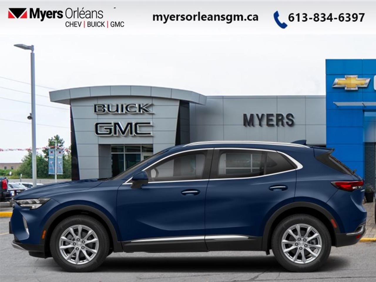 <b>Sunroof, Navigation, Bose Premium Sound, Wireless Charging, Leather Seats, Head Up Display, Blind Spot Monitoring, Power Liftgate, Aluminum Wheels, Remote Start, Lane Keep Assist, Android Auto, Apple CarPlay, Lane Change Alert</b><br> <br>    This Buick Envision is the epitome of luxury crossover with a host of driver assistance technology and comfort features. This  2022 Buick Envision is fresh on our lot in Orleans. <br> <br>Your sense of luxury has been set in motion with this 2022 Buick Envision. Responsive performance, intelligent innovations, and a thoughtfully crafted interior ensure that this Envision is a joy to drive, and a joy to share. For the next step in luxury crossovers, look no further than this 2022 Buick Envision. This  SUV has 70,649 kms. Its  blue in colour  and is completely accident free based on the <a href=https://vhr.carfax.ca/?id=F2dPAAhxc0/5lFVdbpIBo2FeYhWFdbEI target=_blank>CARFAX Report</a> . It has an automatic transmission and is powered by a  228HP 2.0L 4 Cylinder Engine. <br> <br> Our Envisions trim level is Avenir. Designed to inspire, this top of the line Envision Avenir adds premium leather seats, a power sunroof, heads up display, blind spot monitoring with lane change alert, exclusive aluminum wheels and power front seats. Additional features include a modern infotainment system complete with an 10.2 inch touchscreen, navigation, wireless Apple CarPlay and Android Auto capability, SiriusXM, wireless device charging, and a Bose premium audio system. This luxurious crossover also comes equipped with remote start, 4G WiFi, active noise cancellation, Buick Connected Access with OnStar capability, dual zone climate control, a leather steering wheel with audio and cruise controls, ambient interior lighting, one touch flat folding rear seat, Teen Driver technology and much more!<br> <br>To apply right now for financing use this link : <a href=https://www.myersorleansgm.ca/FinancePreQualForm target=_blank>https://www.myersorleansgm.ca/FinancePreQualForm</a><br><br> <br/><br> Buy this vehicle now for the lowest bi-weekly payment of <b>$245.64</b> with $0 down for 96 months @ 9.99% APR O.A.C. ( Plus applicable taxes -  Plus applicable fees   ).  See dealer for details. <br> <br>*MYERS LIFETIME ENGINE AND TRANSMISSION COVERAGE CERTIFICATE NOT AVAILABLE ON VEHICLES WITH KMS EXCEEDING 140,000KM, VEHICLES 8 YEARS & OLDER, OR HIGHLINE BRAND VEHICLE(eg. BMW, INFINITI. CADILLAC, LEXUS...)<br> Come by and check out our fleet of 80+ used cars and trucks and 200+ new cars and trucks for sale in Orleans.  o~o