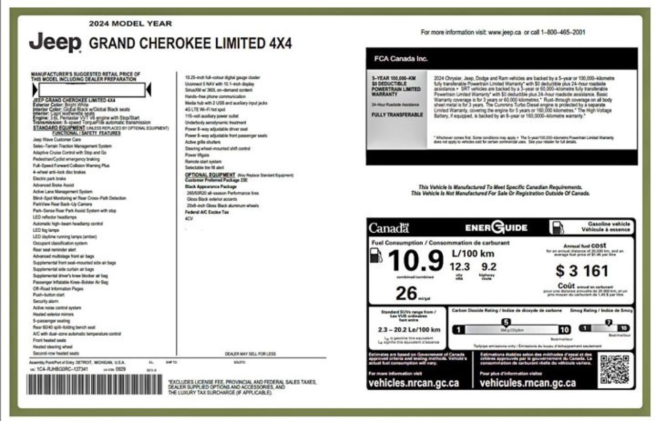 2024 Jeep Grand Cherokee Limited 4x4 10.1"Display Blind Spot 20"Rims Photo