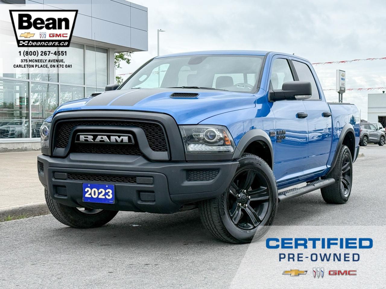 Used 2023 RAM 1500 Classic SLT 5.7L V8 HEMI 4X4, CREW CAB SHORT BOX, WARLOCK EDITION, HEATED FRONT BUCKET SEATS, HEATED LEATHER WRAPPED STEERING WHEEL, ALPINE SOUND SYSTEM, TONNEAU COVER, BLACK SIDE STEPS, 20