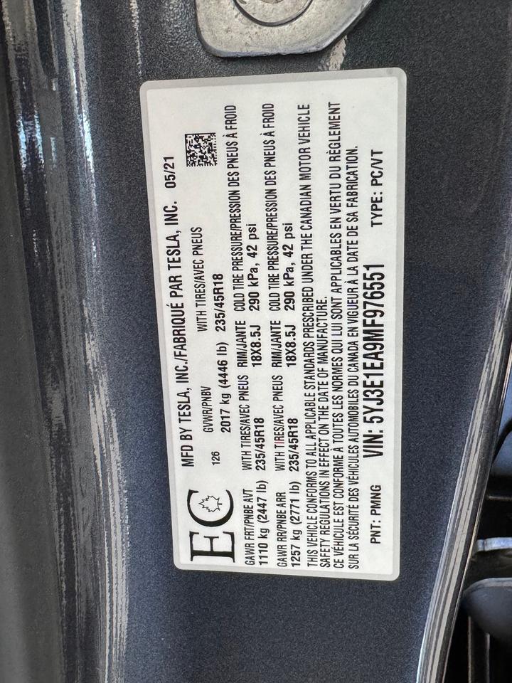 2021 Tesla Model 3 Standard Range Plus+ONE OWNER+CLEAN CARFAX Photo