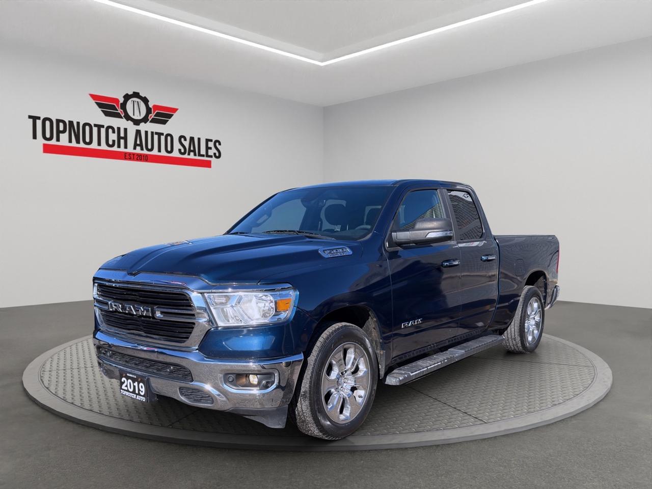 <h2><strong>2019 Ram 1500</strong></h2><p><strong>Stock #1449 | VIN: 1C6SRFBT6KN863374</strong></p><p><strong>Now Available at Topnotch Auto Sales Inc</strong></p><p>Experience rugged capability, refined comfort, and powerful performance with the <strong>2019 Ram 1500</strong>. Known for its smooth ride and upscale interior, this full-size pickup is built to handle tough jobs while keeping you comfortable on every drive. Whether you need a dependable work truck or a versatile daily driver, the Ram 1500 delivers strength, technology, and reliability.</p><p><br></p><h2><strong>Performance & Capability</strong></h2><p>The 2019 Ram 1500 is engineered for impressive power and durability:</p><ul><li>Strong engine performance with excellent towing capability</li><li>Smooth-shifting automatic transmission</li><li>Available 4x4 capability for all-terrain confidence</li><li>Impressive payload capacity for work and hauling needs</li><li>Well-balanced suspension for a comfortable, controlled ride</li></ul><p>Built to perform, whether on the job site or the open road.</p><p><br></p><h2><strong>Interior Comfort & Features</strong></h2><p>Step into a spacious and refined cabin designed with both comfort and functionality in mind:</p><ul><li>Spacious seating for up to five or six passengers</li><li>Durable premium cloth or available leather seating</li><li>Power-adjustable drivers seat (on select trims)</li><li>Dual-zone automatic climate control (on select trims)</li><li>Large center console with ample storage</li><li>Power windows, locks, and mirrors</li></ul><p>Enjoy a truck interior that feels more like a luxury SUV.</p><p><br></p><h2><strong>Technology & Connectivity</strong></h2><p>Stay connected with modern tech features:</p><ul><li>Touchscreen infotainment system</li><li>Apple CarPlay® and Android Auto compatibility</li><li>Bluetooth hands-free calling and audio streaming</li><li>USB ports and auxiliary input</li><li>Steering wheel-mounted audio and cruise controls</li><li>Premium audio system (on select trims)</li></ul><p>Convenience and connectivity come standard in your driving experience.</p><p><br></p><h2><strong>Safety & Peace of Mind</strong></h2><p>Drive with confidence thanks to advanced safety features:</p><ul><li>Rearview camera for easier parking and reversing</li><li>Electronic stability control and traction control</li><li>Anti-lock braking system (ABS)</li><li>Advanced airbag system</li><li>Trailer sway control for safer towing</li><li>Available parking sensors and driver-assist features</li></ul><p>Engineered to keep you safe on and off the road.</p><p><br></p><h2><strong>Vehicle Condition</strong></h2><p>This <strong>2019 Ram 1500</strong> is in excellent condition, clean inside and out. Fully inspected and well maintained, its ready to get to work or hit the road.</p><p><br></p><h2><strong>Why Choose Topnotch Auto Sales?</strong></h2><p>At Topnotch Auto Sales Inc, we pride ourselves on offering quality vehicles and exceptional customer service. Our team ensures a smooth, transparent, and hassle-free buying experience.</p><p><br></p><h2><strong>Flexible Financing Solutions</strong></h2><p>We work with all types of credit:</p><ul><li>Bad credit / No credit / New credit</li><li>Same-day approvals available</li><li>Low down payment options</li></ul><p>Were here to help you get approved fast.</p><p><br></p><h2><strong>Certification Option</strong></h2><p>This vehicle can be certified for <strong>$799</strong>, ensuring it meets Ontario safety standards for added peace of mind.</p><p><br></p><h2><strong>OMVIC Compliance</strong></h2><p>Uncertified vehicles are sold asis and must be certified to meet Ontario road safety requirements. Were happy to assist you through the process.</p><p><br></p><p>With over 14 years of experience, Topnotch Auto Sales Inc is your trusted source for quality pre-owned vehicles.</p><p><br></p><p> <strong>Visit Us At:</strong></p><p>5455 Steeles Ave W, North York, ON M9L 1S7</p><p> <strong>Call or Text:</strong></p><p>416-879-7113</p>