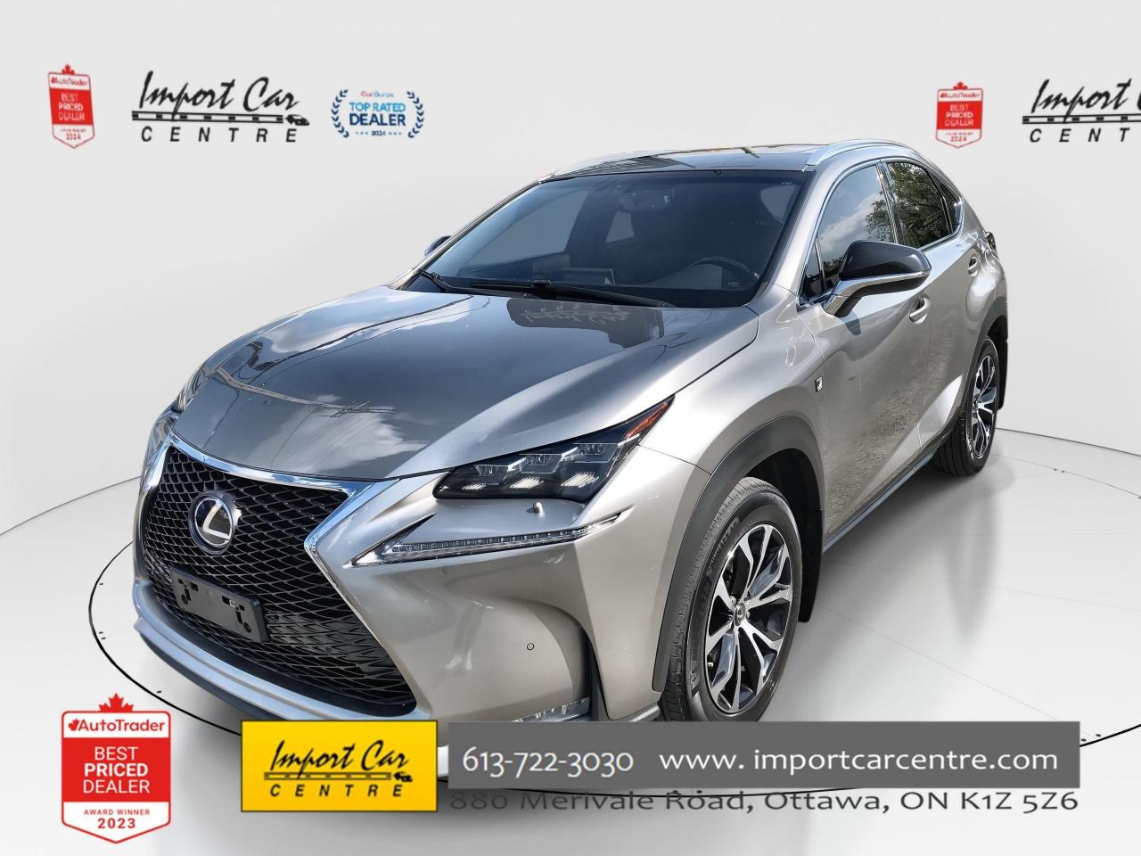Used 2016 Lexus NX 200t FSPORT 2, LEATHER, ROOF, NAVI, HTD. SEATS & STEER. for sale in Ottawa, ON