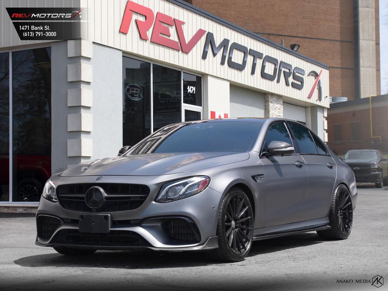 2019 Mercedes-Benz E-Class AMG E63 S 4MATIC | High-Performance Luxury | Advanced Technology<br/>  <br/> Selenite Grey Metallic Exterior | Red Leather Interior | 20-Inch AMG Alloy Wheels | Keyless Entry | Panoramic Sunroof | Heated & Ventilated Front Seats | Apple CarPlay & Android Auto | Burmester Premium Surround Sound | AMG Performance Steering Wheel | Blind Spot Monitoring | Rear Cross-Traffic Alert | Adaptive Cruise Control | Lane-Keeping Assist | LED Headlights | Rearview Camera | Push Button Start | 9-Speed Automatic Transmission | 4.0L Twin-Turbo V8 Engine | 603 Horsepower | 627 lb-ft Torque | 0-60 mph in 3.3 Seconds | AMG Performance Exhaust | and much more. <br/> <br/>  <br/> Full Body Paint Protection Film <br/> <br/>  <br/> This vehicle is modified - Stage 2 Tune | Intake | Down Pipes | Catless <br/> <br/>  <br/> Carbon Fibre Front Lip | Diffuser | Mirrors | Spoiler | Side Skirts <br/> <br/>  <br/> The 2019 Mercedes-Benz E-Class AMG E63 S 4MATIC is a powerhouse of performance and luxury, delivering an exhilarating driving experience with cutting-edge technology and refined craftsmanship. <br/> <br/>  <br/> Key Features: <br/> <br/>  <br/> Aggressive & Elegant Design: The bold AMG grille, sleek LED headlights, and muscular body lines give the E63 S a commanding presence on the road. <br/> <br/>  <br/> Premium Interior: Indulge in red leather seating, a panoramic sunroof, and AMG-specific interior accents, ensuring a luxurious and sporty atmosphere. <br/> <br/>  <br/> Advanced Technology: Stay connected with Mercedes-Benzs MBUX infotainment system, a high-resolution touchscreen display, and wireless Apple CarPlay & Android Auto, making every interaction seamless. <br/> <br/>  <br/> Twin-Turbocharged Performance: The 4.0L twin-turbo V8 engine unleashes 603 horsepower and 627 lb-ft of torque, paired with a 9-speed automatic transmission for breathtaking acceleration. <br/> <br/>  <br/> Precision Handling: With AMG Performance 4MATIC+ all-wheel drive, adaptive suspension, and AMG Dynamic Select drive modes, the E63 S offers superior control and responsiveness. <br/> <br/>  <br/> Comprehensive Safety & Driver Assistance: Equipped with blind-spot monitoring, lane-keeping assist, adaptive cruise control, and rear cross-traffic alert, the E63 S prioritizes safety. <br/> <br/>  <br/> The 2019 Mercedes-Benz E-Class AMG E63 S 4MATIC blends luxury, performance, and innovative technology, making every drive an unforgettable experience. <br/> <br/>  <br/> This vehicle has travelled 80,177 Kms. <br/> <br/>  <br/> *** NO additional fees except for taxes and licensing! *** <br/> <br/>  <br/> *** 100-point inspection on all our vehicles & always detailed inside and out *** <br/> <br/>  <br/> RevMotors is at your service to ensure you find the right car for YOU. Even if we do not have it in our inventory, we are more than happy to find you the vehicle that you are looking for. Give us a call at 613-791-3000 or visit us online at www.revmotors.ca <br/> <br/>  <br/> a nous donnera du plaisir de vous servir en Franais aussi! <br/> <br/>  <br/> CERTIFICATION * All our vehicles are sold Certified for the province of Ontario (Quebec Safety Available, additional charges may apply) <br/> FINANCING AVAILABLE * RevMotors offers competitive finance rates through many of the major banks. Should you feel like youve had credit issues in the past, we have various financing solutions to get you on the road.  We accept No Credit - New Credit - Bad Credit - Bankruptcy - Students and more!! <br/> EXTENDED WARRANTY * For your peace of mind, if one of our used vehicles is no longer covered under the manufacturers warranty, RevMotors will provide you with a 6 month / 6000KMS Limited Powertrain Warranty. You always have the options to upgrade to more comprehensive coverage as well. Well be more than happy to review the options and chose the coverage thats right for you! <br/> TRADES * Do you have a Trade-in? We offer competitive trade in offers for your current vehicle! <br/> SHIPPING * We can ship anywhere across Canada. Give us a call for a quote and we will be happy to help! <br/> <br/>  <br/> Buy with confidence knowing that we always have your best interests in mind! <br/>