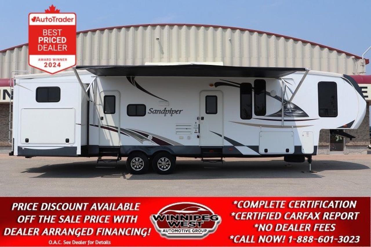 Used 2014 Forest River Sandpiper 365SAQ, 4 SLIDE, REAR BUNK ROOM, 2 BATHS, LOADED! for sale in Headingley, MB